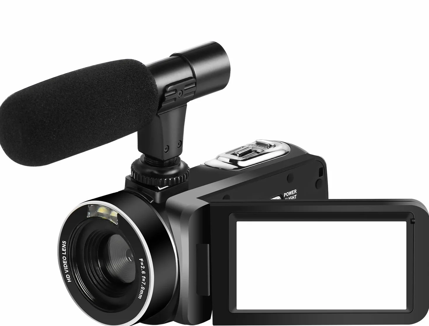 Caméscope 4K 80MP Caméra Vidéo pour YouTube,30FPS Webcam à Vision Nocturne IR Caméra, Zoom Numérique 18X de à Écran IPS 3.0 270° Vlogging Camera avec Carte SD,2 Piles,Télécommande et Handstabilisateur