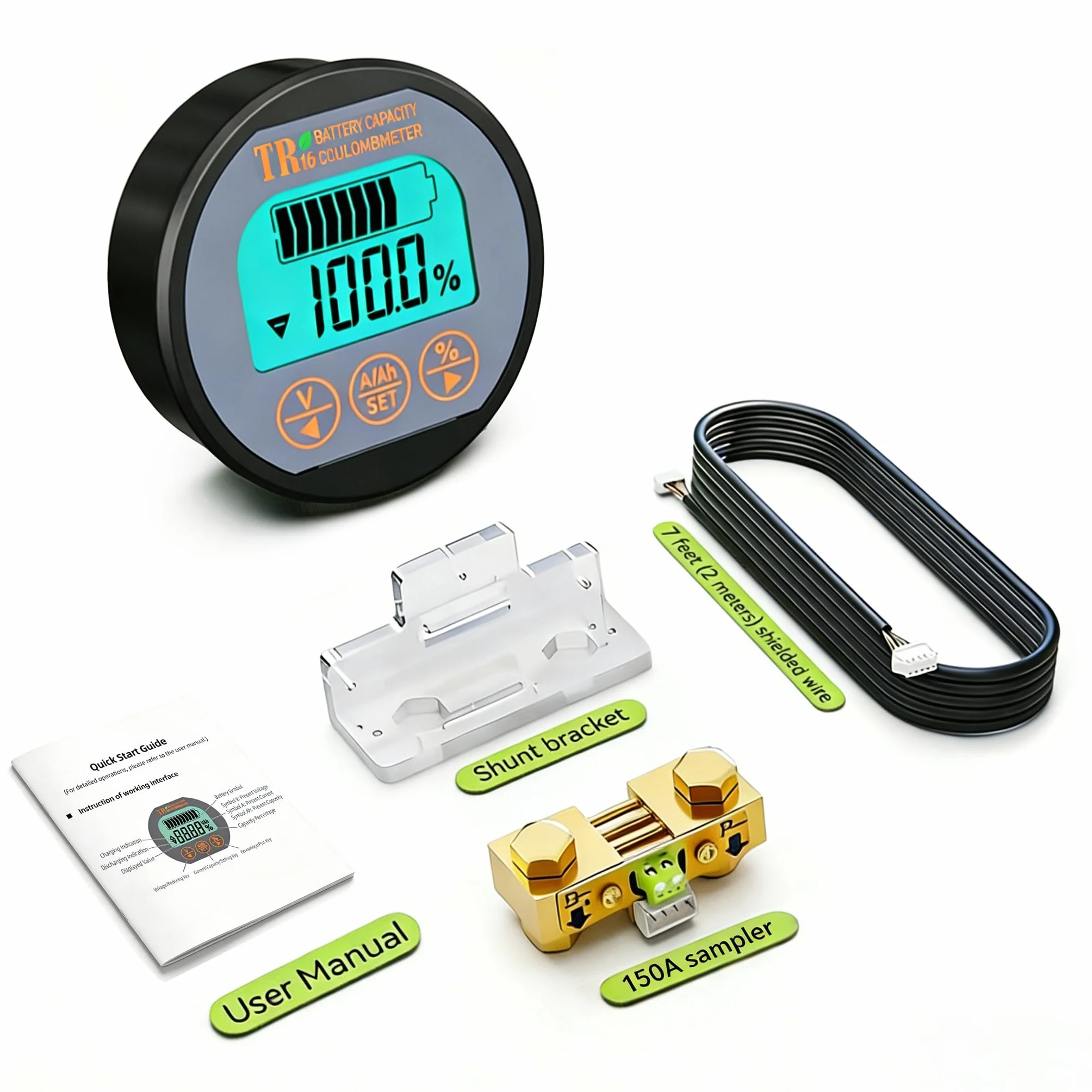 Indicatore di batteria 4in1 80V 100A SOC AH VOLT AMP Capacità Tester Stato di carica Monitoraggio batteria Caravan RV Camper UPS piombo al litio ferro acido 999 AH