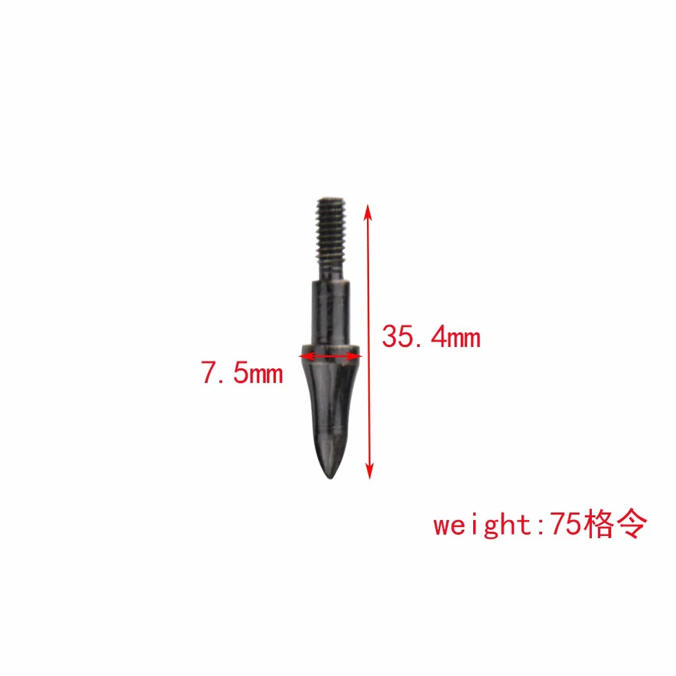 Pointes de tir à l'arc 75/100 Grain Field Points filetées pour Chasse Recurve Arc à poulies