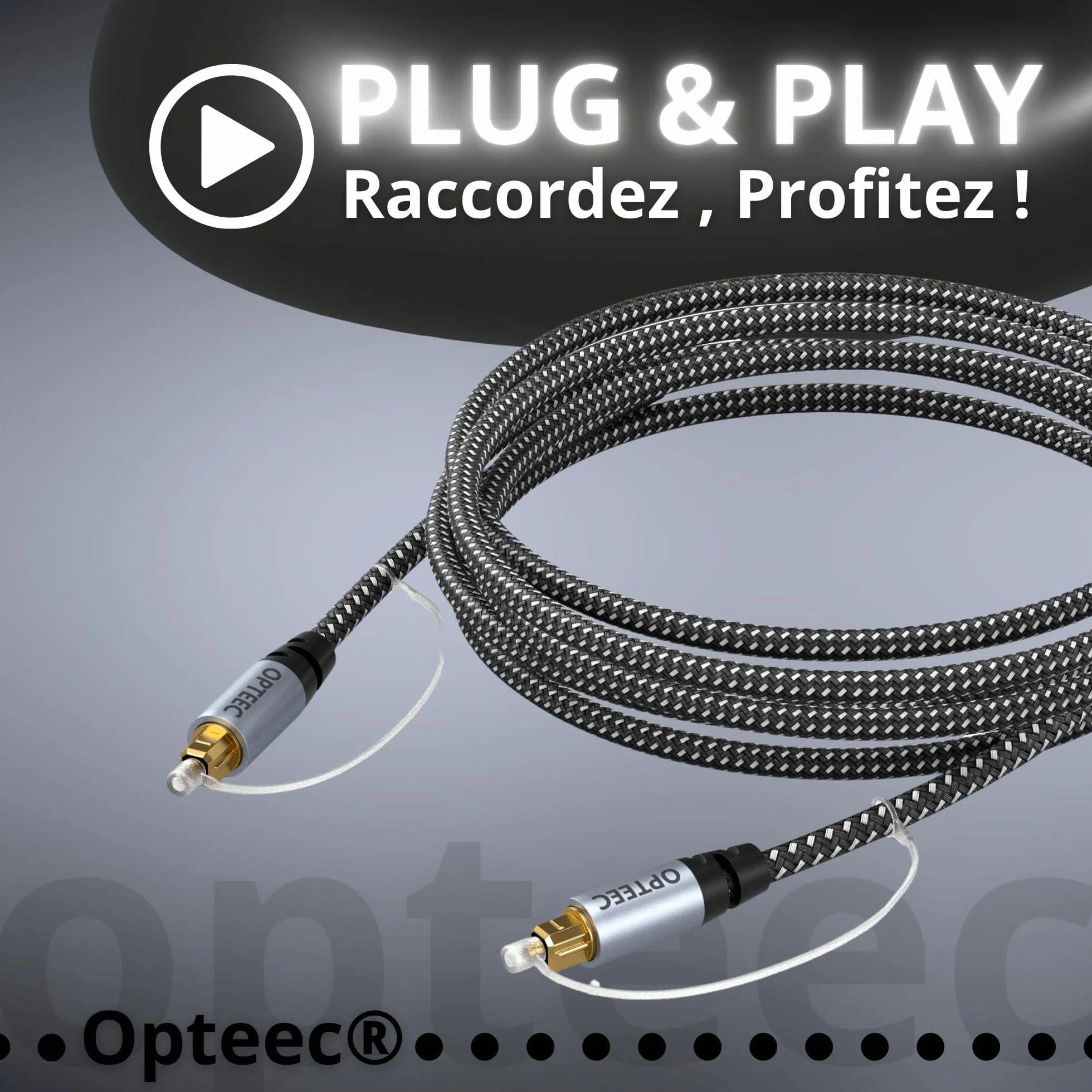 Câble Optique Audio - 1M - Câble Optique Audio Toslink pour HOME CINEMA, BARRE DE SON, TV, SAMSUNG, BOSE, LG, SONY, SONOS, PS4, XBOX - Nylon Tressé Renforcé - Connecteur Plaqué Or (1M)