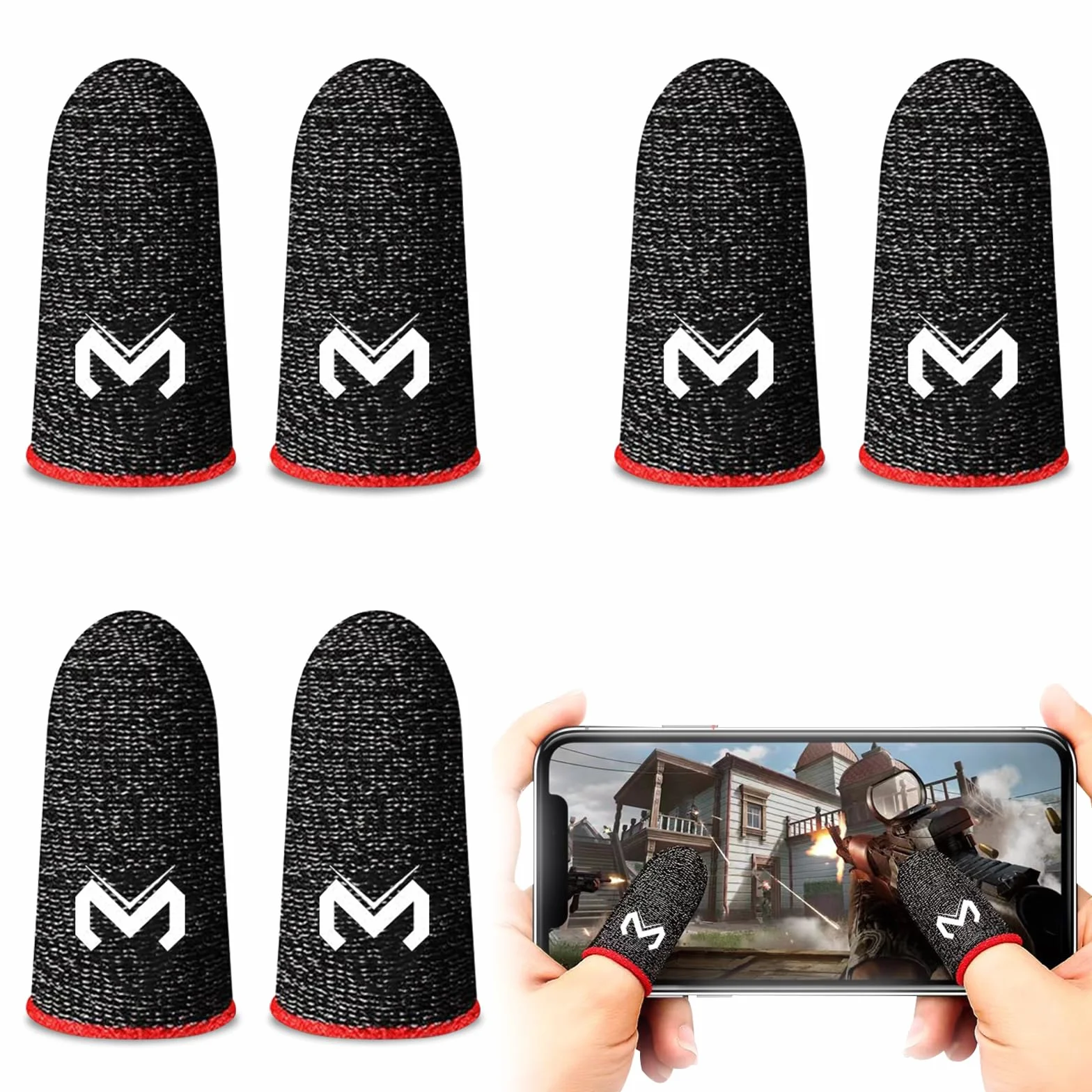 YOURKAY Gaming Finger Caps, 6 pièces Finger Sleeves Gaming, bouchons pour doigts de jeu, écran tactile, résistants à la transpiration et respirants en fibre d'argent, adaptés à tous les appareils à
