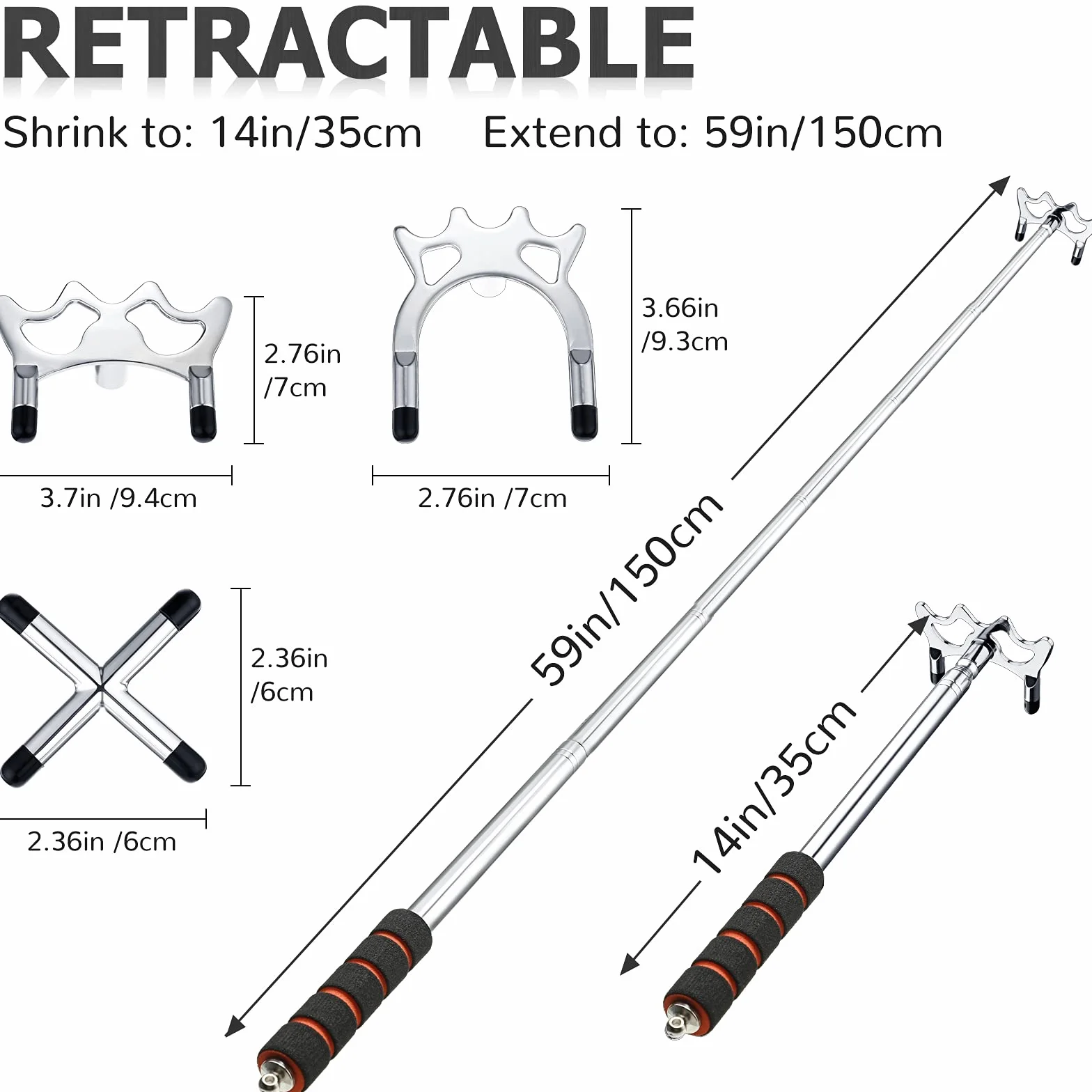 Bâton Pont de Queue de Billard Rétractable 3 Pièces Tête en Laiton Amovible Accessoire pour Table de Billard