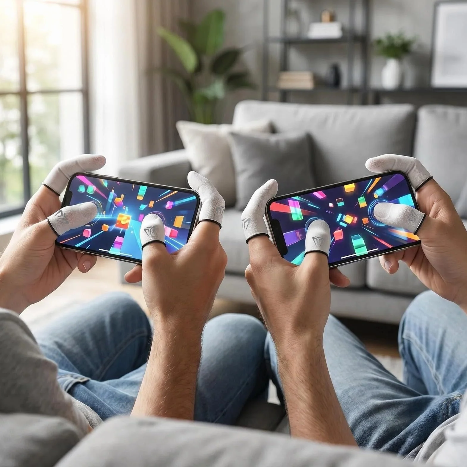 Gaming Finger Sleeves 8 Pièces, Protege Doigt pour Gaming Respirant et Anti-Transpiration pour Écran Tactile Protège-Doigts Haute Sensibilité pour PUBG/Out Mobile Gaming sur Android et iOS