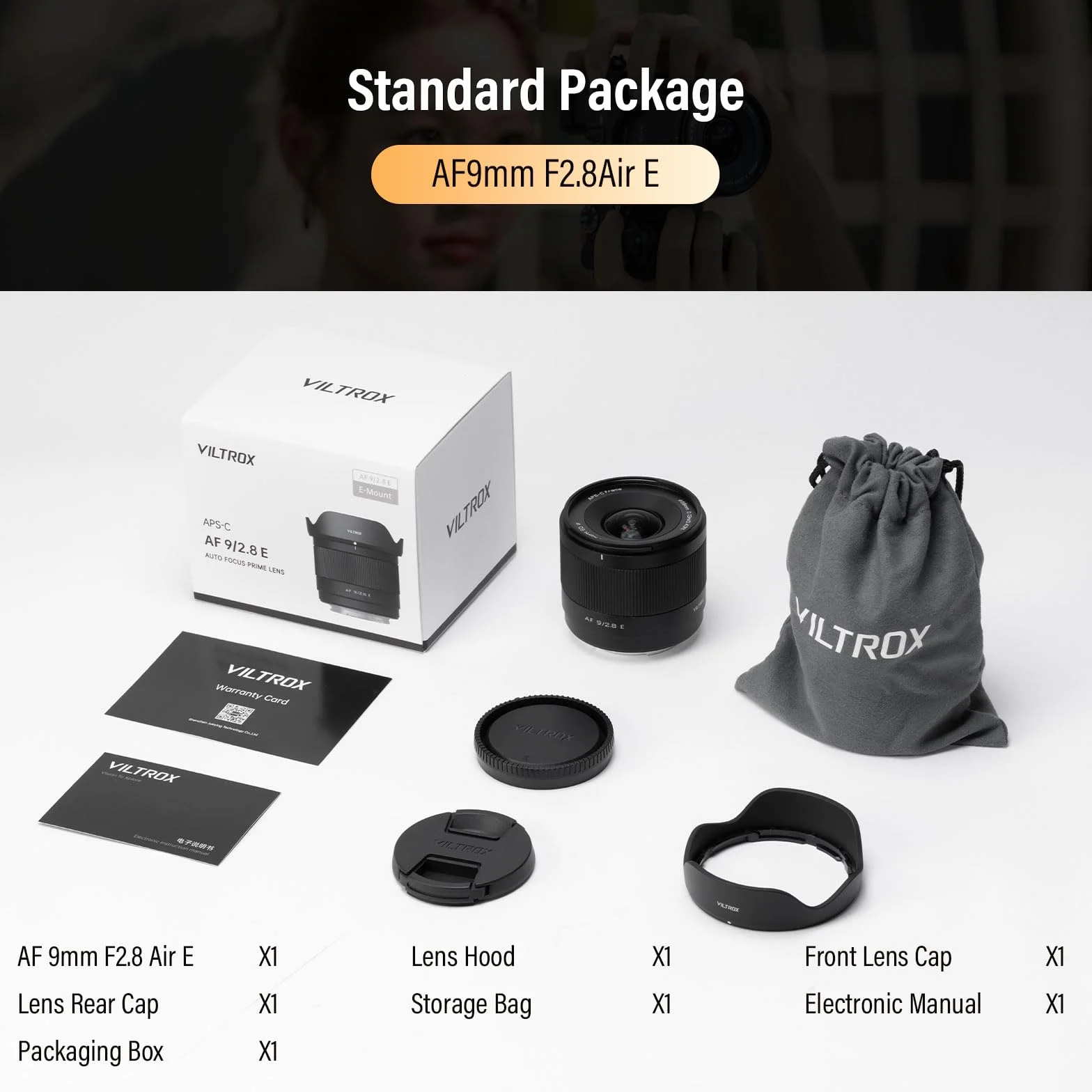 VILTROX 9mm F2.8 à Monture E Objectif pour Sony E APS-C Objectif Ultra Grand Angle Autofocus pour Sony ZV-E10 ZV-E10II A6600 A6500 A6400 A6000 FX30 A7IV A7III A7RV