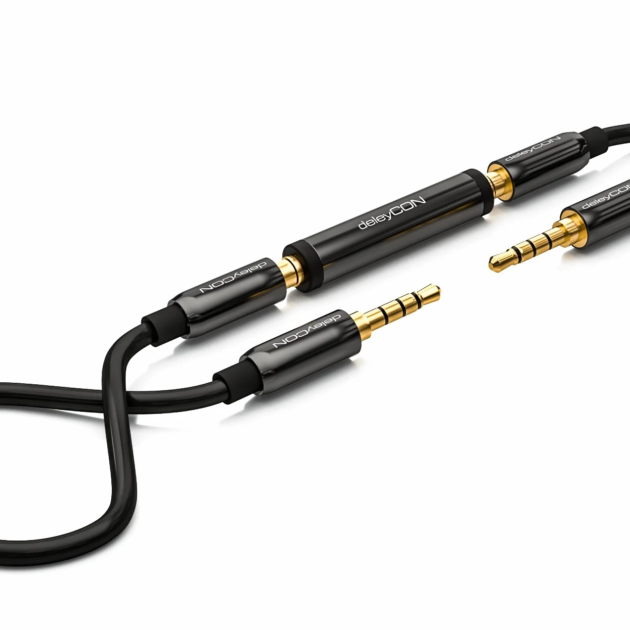 deleyCON Adaptateur Jack Audio Stéréo - Jack 3,5mm Femelle to Femelle - Noir