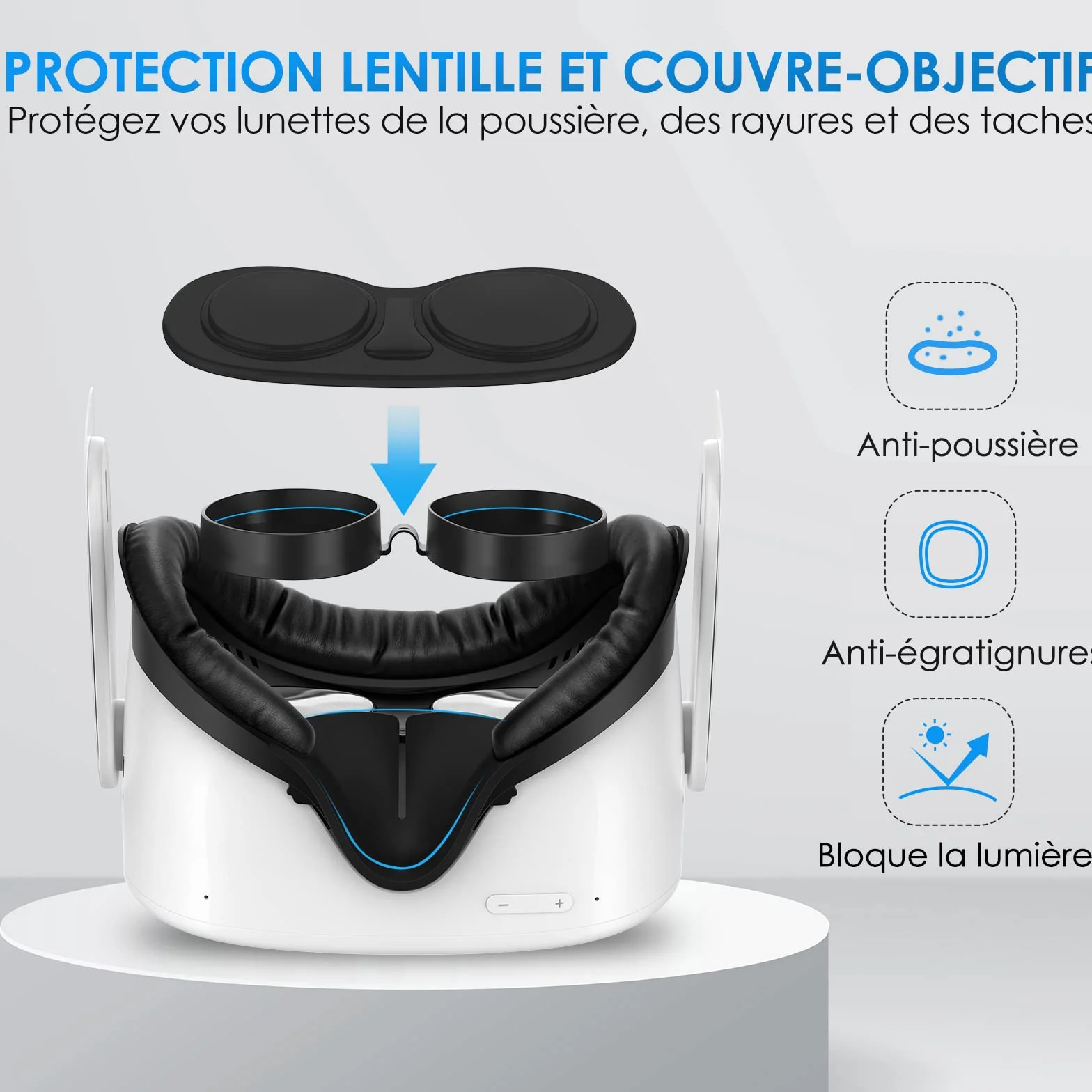 Interface Faciale pour Oculus Meta Quest 2 Accessoires Kit 7 en 1 avec Coussin de Protection