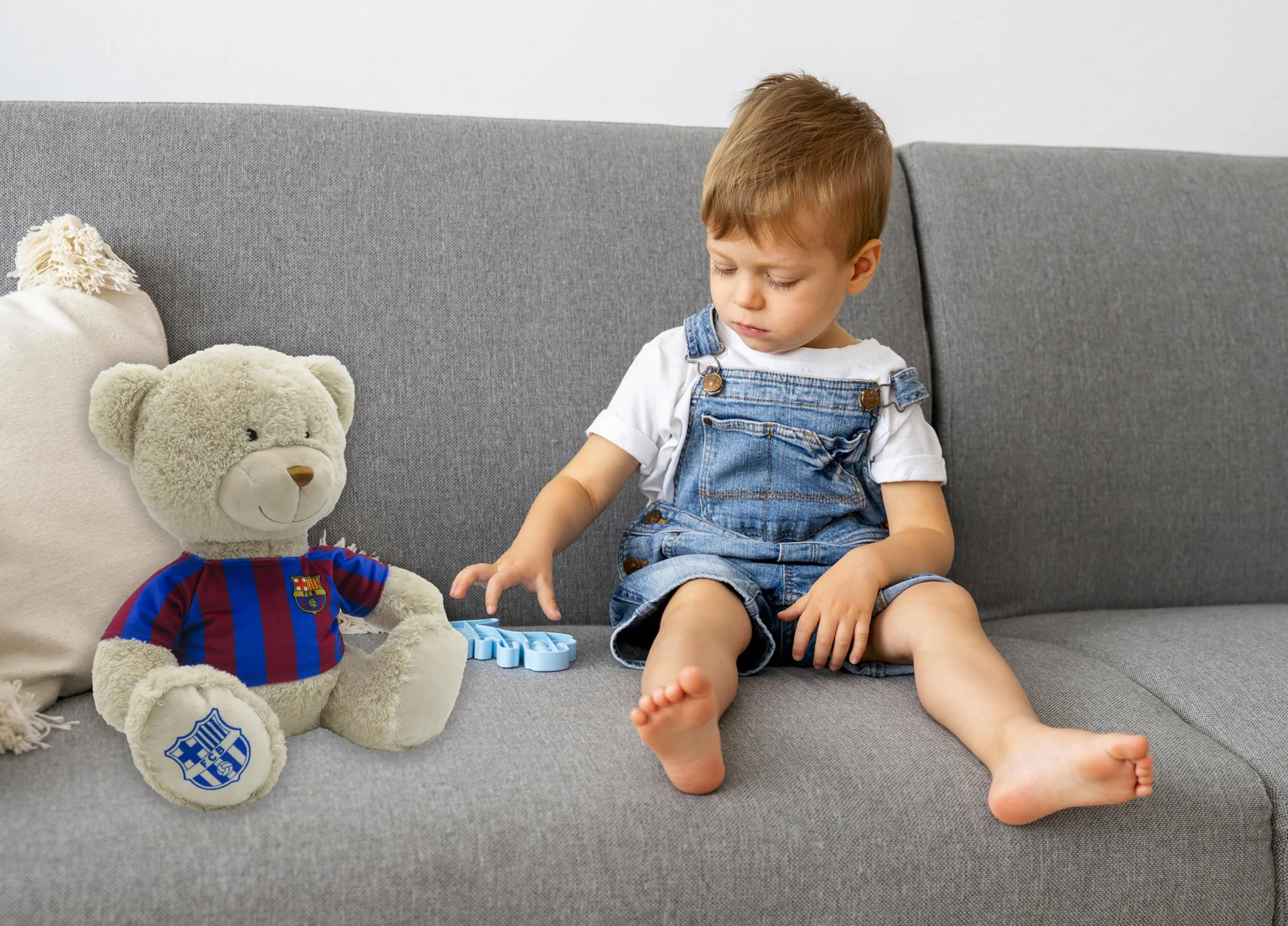 FC Barcelone Ours en Peluche 35 cm T-Shirt Barça Beige Officiel