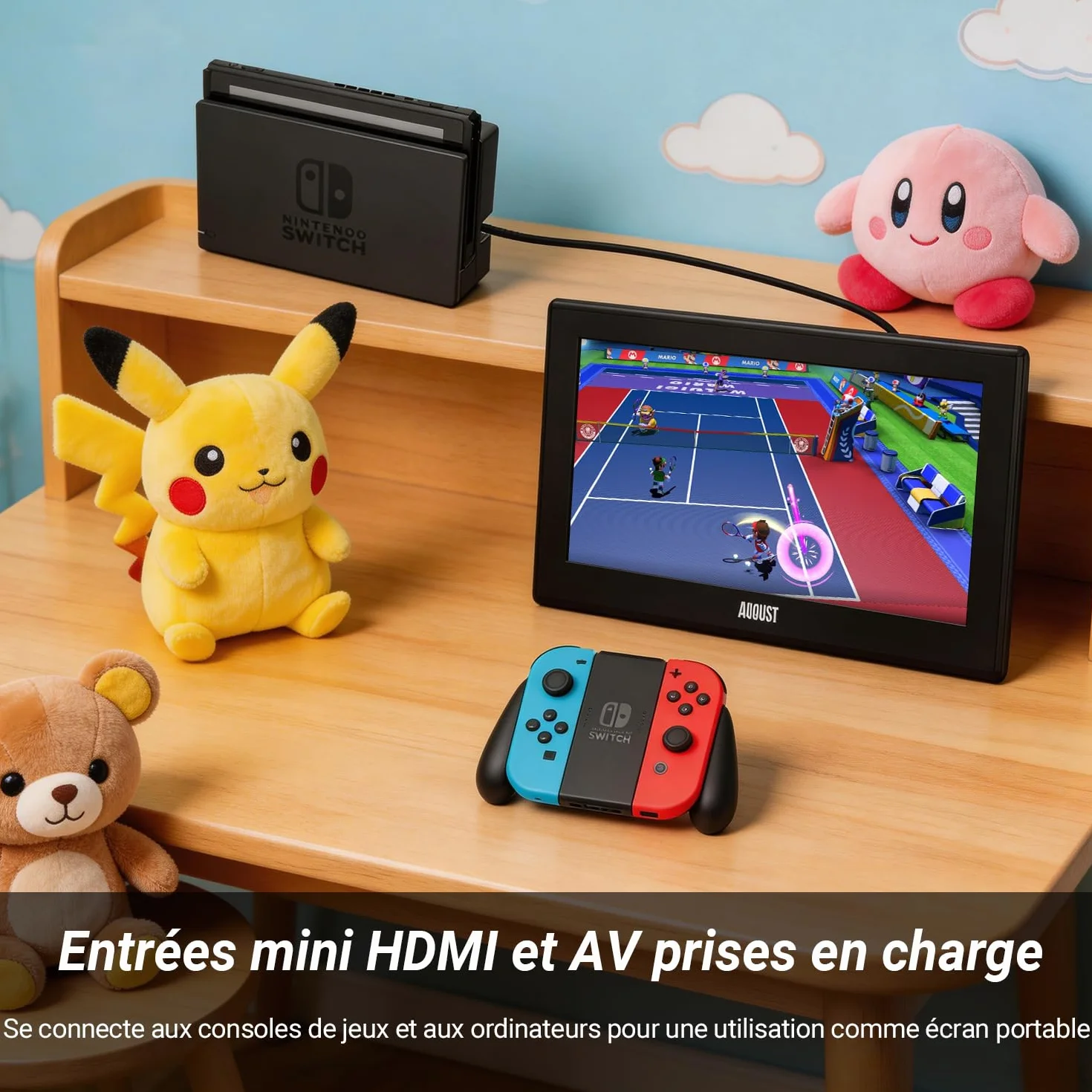 August DA100D Téléviseur Portable 10" TNT HD Enregistreur Intégré HDMI USB AV Camping Caravane