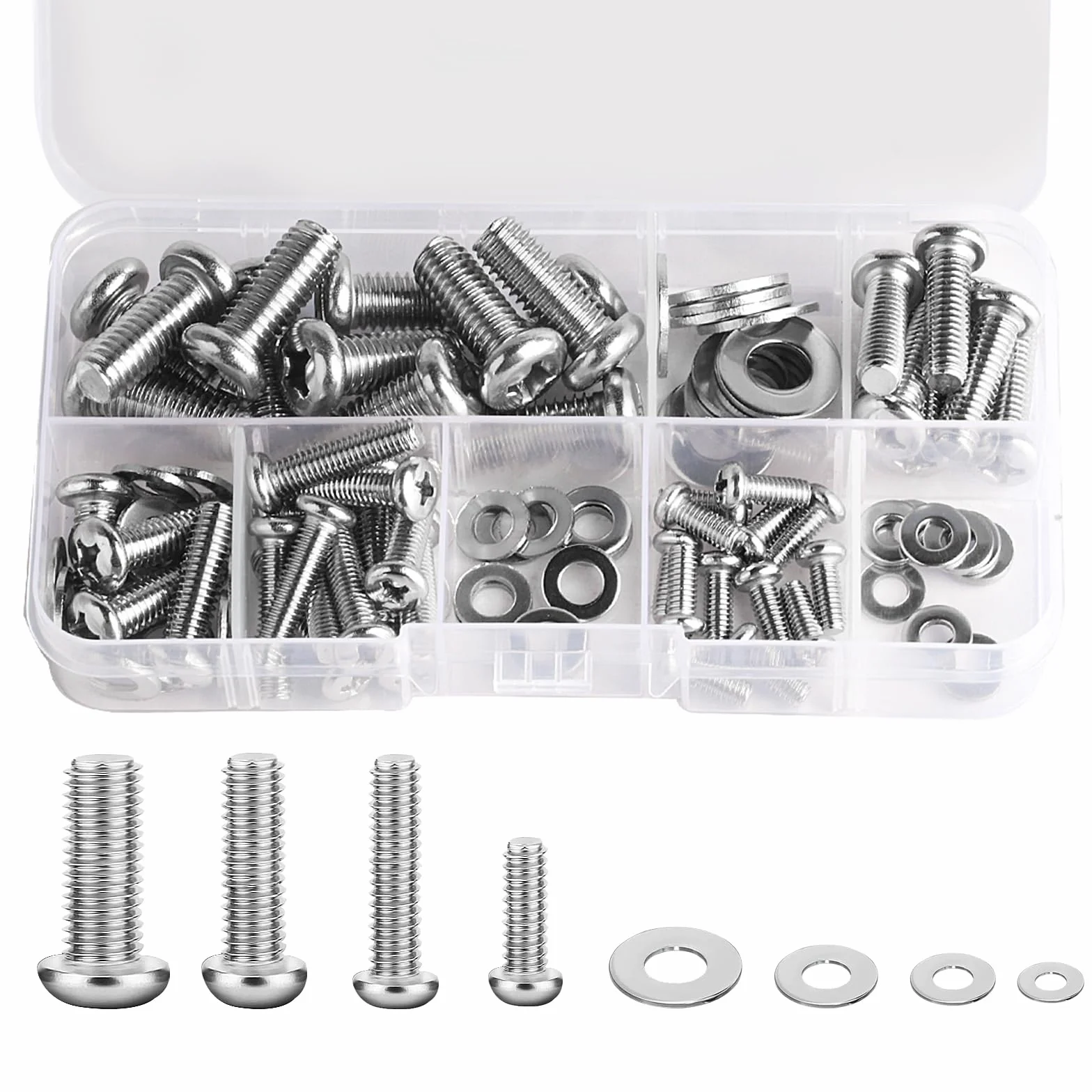 Kit de 48 vis VESA universelles pour supports TV, vis pour moniteurs et écrans muraux, en acier inoxydable, avec rondelles.
