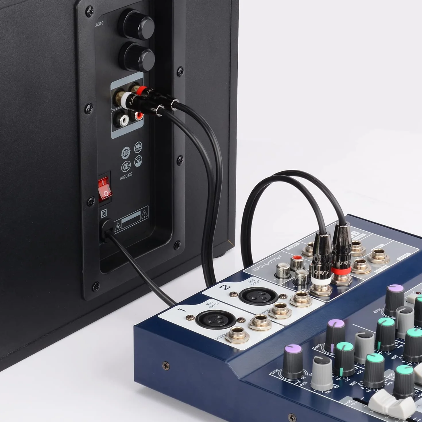 J&D Double 1/4 Pouce TS à Double RCA Câble, Adaptateur Heavy Duty 1/4 Mâle à RCA Mâle D'interconnexion Audio Stéréo Câble D'un quart de Pouce, 0.9 Meter