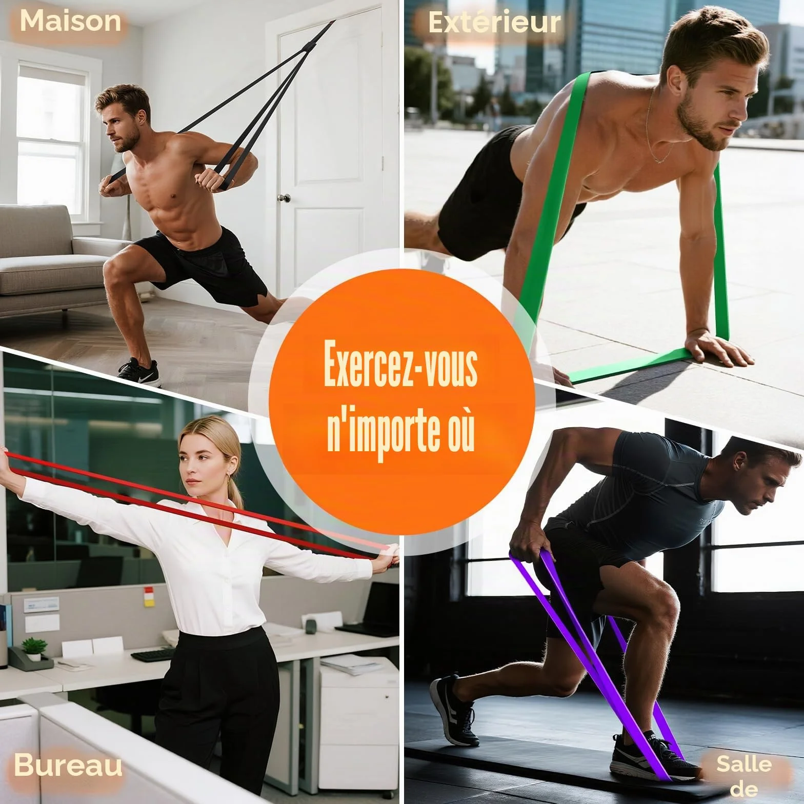 Bande Élastique Musculation Fokky avec 5 Niveaux de Résistance et Ancrage de Porte