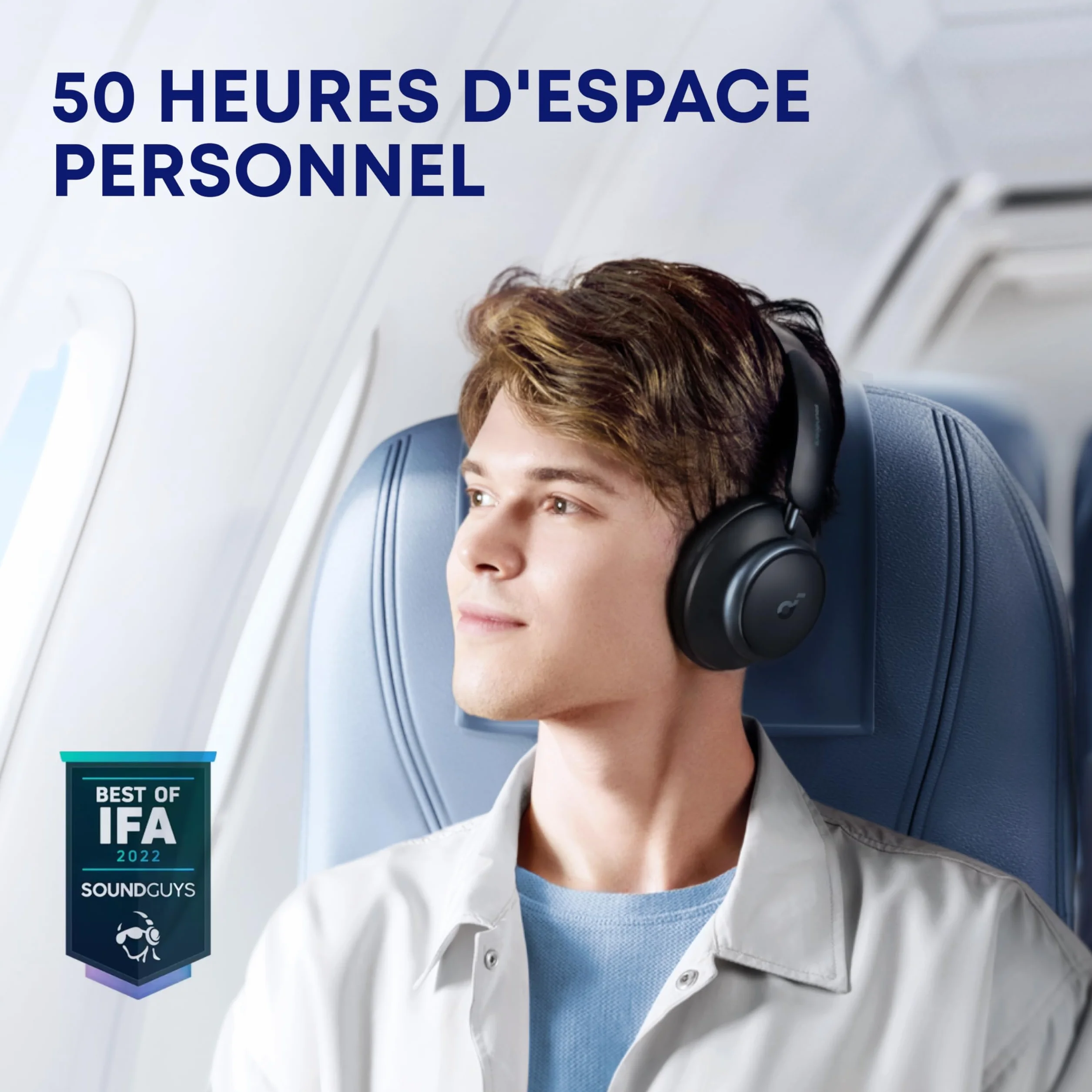 Soundcore by Anker Space Q45, Casque à Réduction Active du Bruit Jusqu’à 98%, 50 Heures d’Autonomie, Audio sans Fil LDAC Hi-Res, Ajustement Confortable, Appels Clairs, Bluetooth 5.3