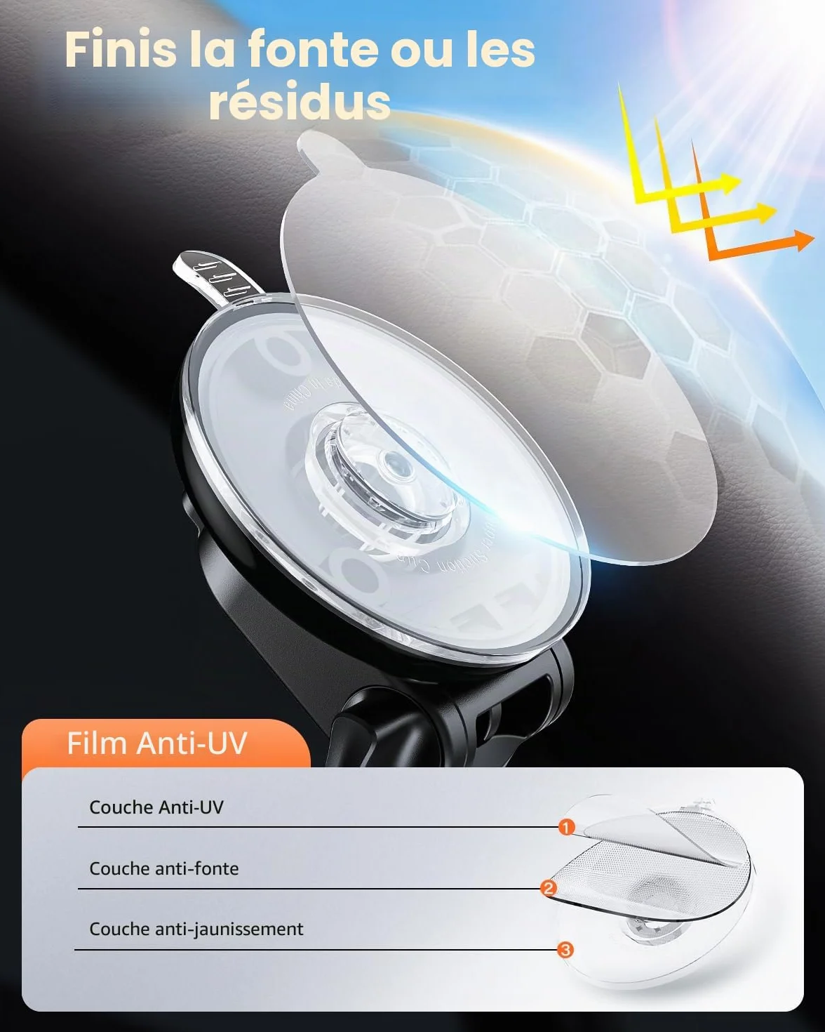 APPS2Car Support de téléphone de Voiture pour Pare-Brise - Ventouse Plus Forte - Support de téléphone pour Tableau de Bord de Voiture - Compatible avec iPhone 14/13/12 Pro Max, Samsung S22 et Plus
