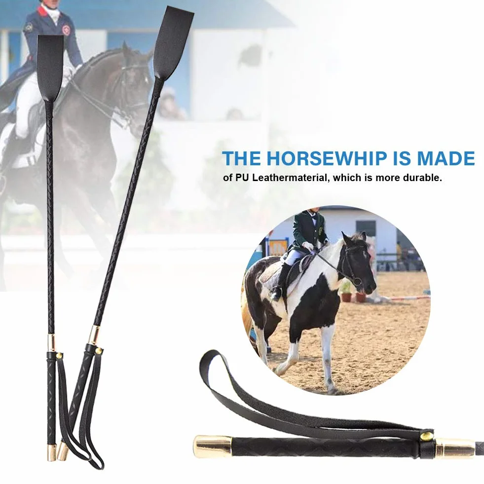 Kisbeibi Cravache pour chevaux d'équitation, manche en cuir PU, 30 cm