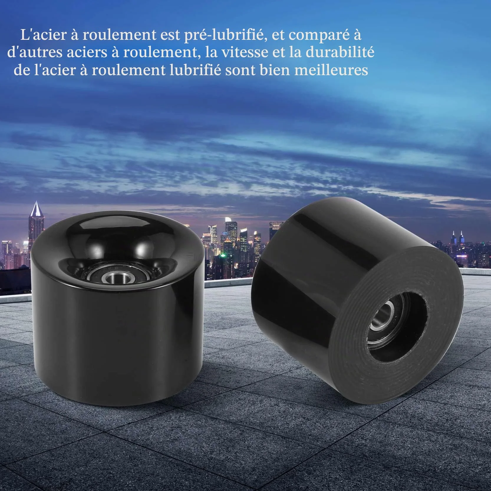 Roues de Skate 60mm ABEC-9 Bearing Steel Cruiser Pack de 4