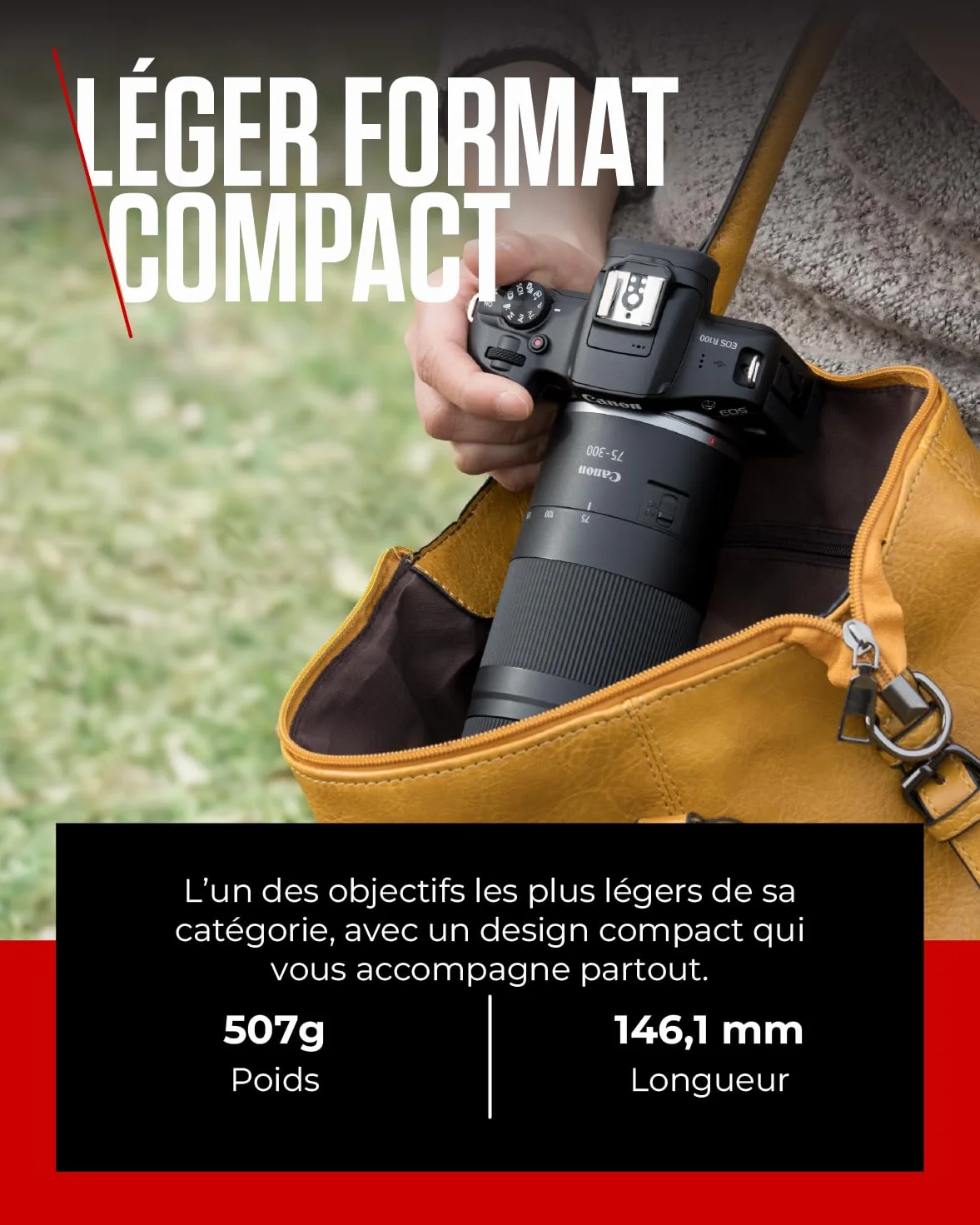 Objectif Canon RF 75-300mm F4-5.6 Téléobjectif Zoom pour Photographie Animalière Sportive Moteur AF Traitement Super Spectra Compatible EOS R