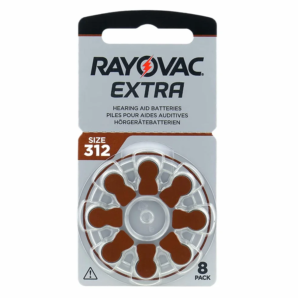 Rayovac Extra 312 312AUX-8XEMF-10 Lot de 80 Piles Zinc-air pour appareils auditifs Haute Performance Marron