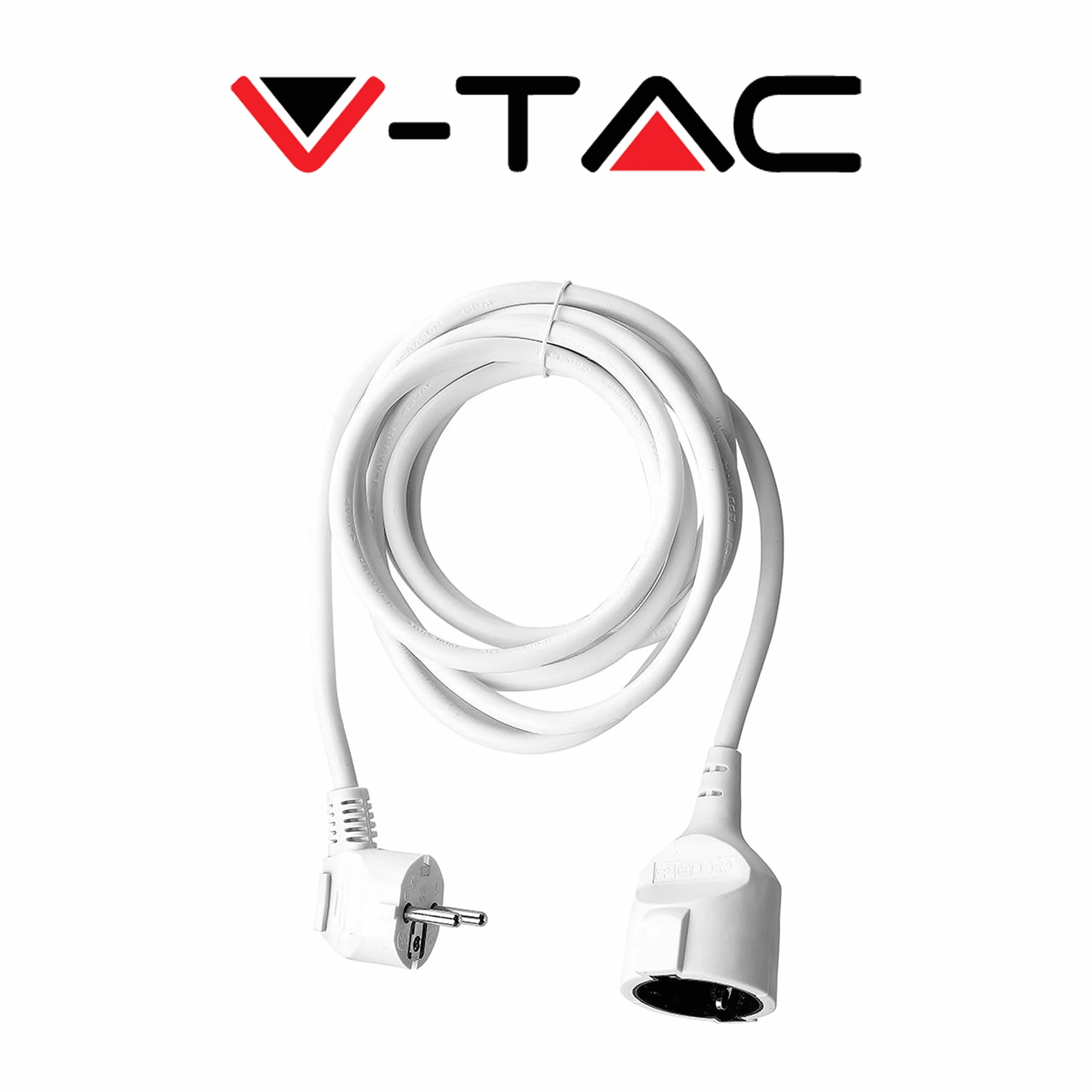 V-TAC Rallonge Électrique 5 MÈTRES - Prise Shuko - Prolongateur Électrique de Câble pour la Maison, Le Bureau, Le Magasin, Le Travail - Super résistante - Charge maximale 3680W