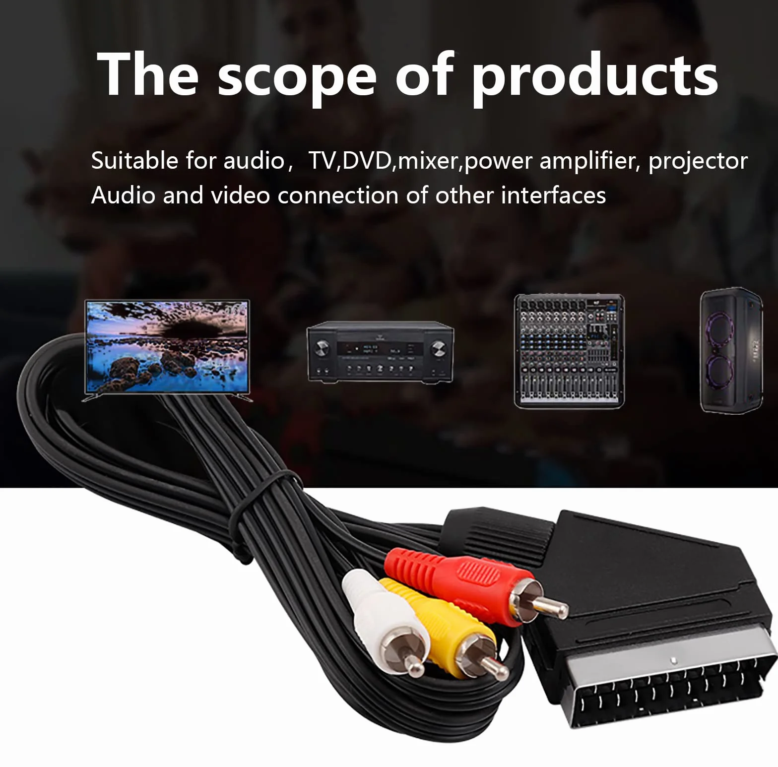 WANGCL 2PCS 1.8M Câble Péritel Adaptateur Péritel Péritel vers RCA Câble Péritel pour Lecteur DVD vers TV Composite AV Connecteur Convertisseur pour TV DVD VCR NES FC