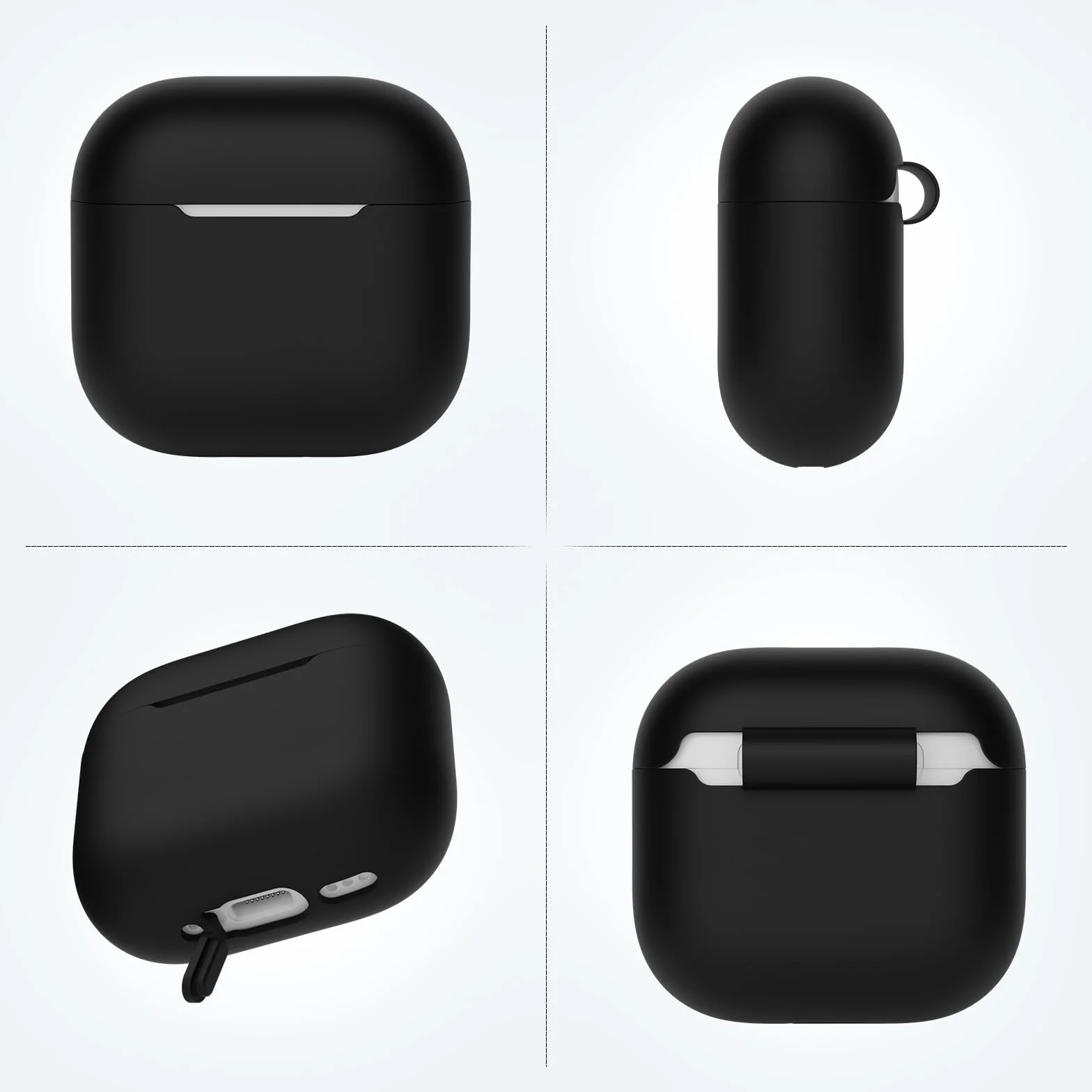 Coque en Silicone Compatible avec AirPods 4 2024, Housse Protecteur pour AirPods 4ᵉ Génération, Étui en Silicone Souple pour Airpods 4, LED Avant Visible (Noir)
