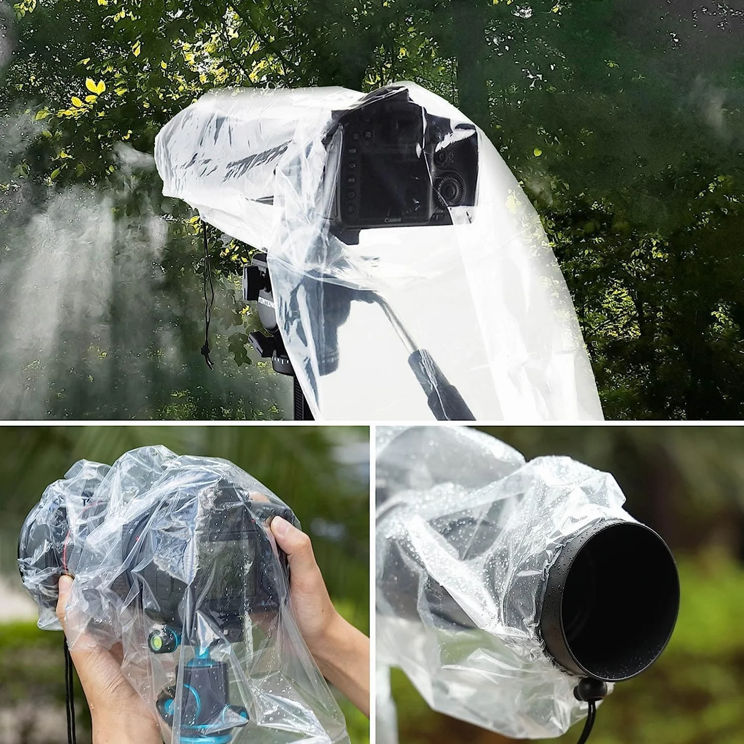 JJC Lot de 2 housses de protection contre la pluie pour appareil photo reflex numérique Canon, Nikon, Sony, avec objectif jusqu'à 45 cm de long