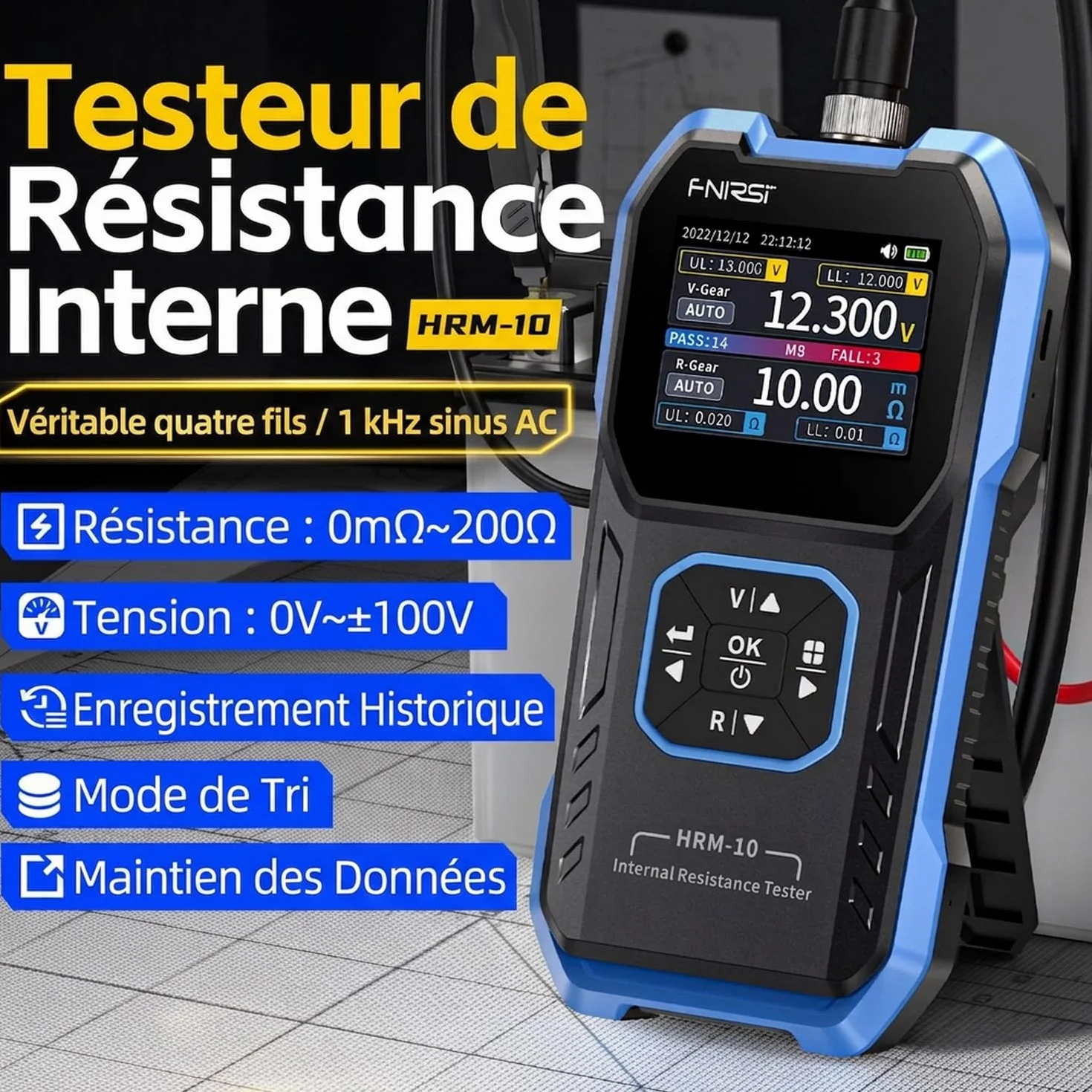 HRM-10 Internal Resistance Tester 100V 200Ω Battery Tester Numérique
