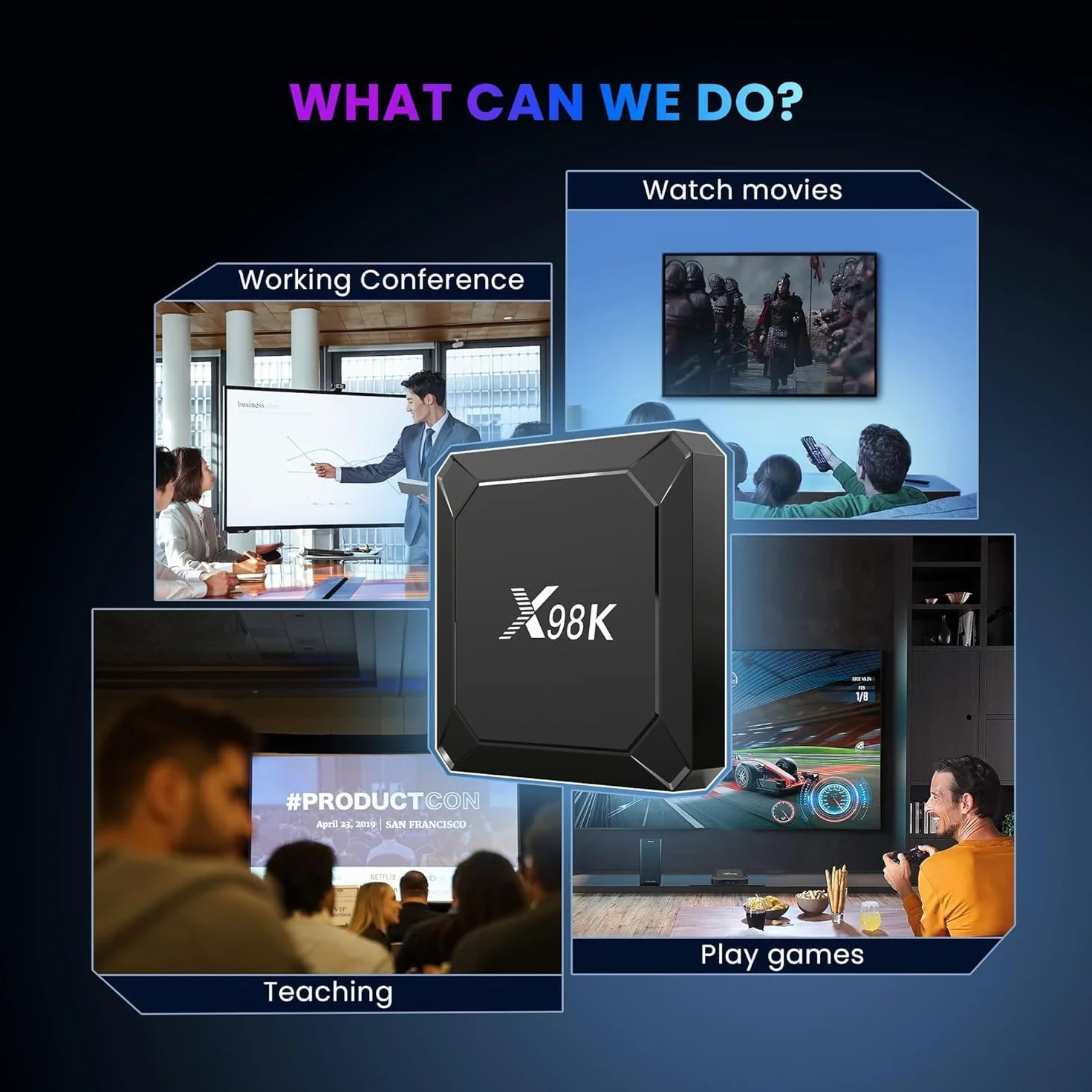 Boîtier TV Android 13.0 Android TV Box X98K 4GB RAM 32GB ROM RK3528A CPU Quad Core Arm Cortex A53 Android Box Support 2.4/5.0GHz WiFi6 BT5.X 4K 100M Ethernet USB 3.0/2.0 TV Box Android