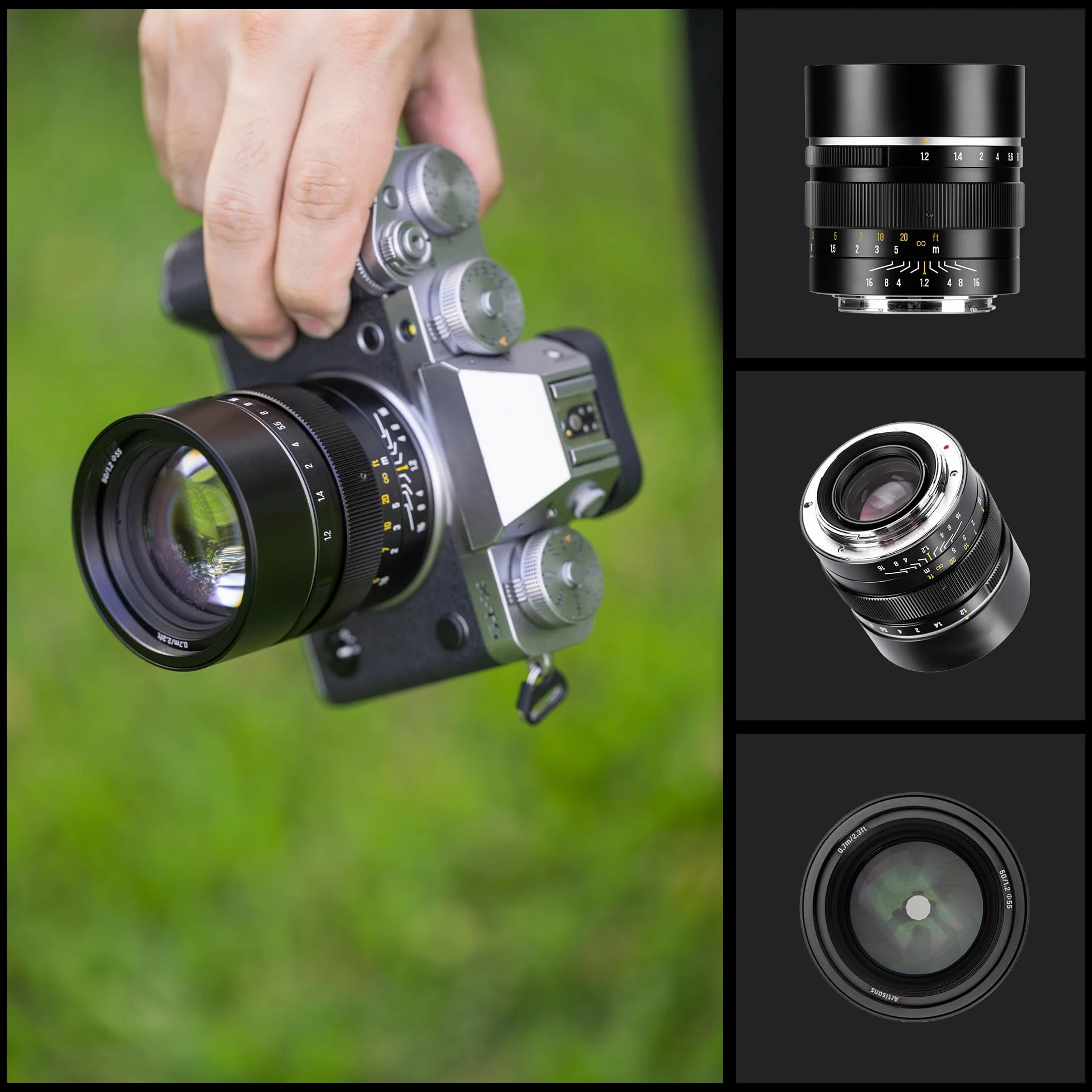 7artisans 50mm F1.2 Objectif APS-C 32° à Mise au Point Manuelle et Grande Ouverture, Compatible avec Les appareils Photo Sony A6000/A5000/A3000/Nex (a6700, nex-5t, nex-3n, nex-6, nex-5r, nex-5n)