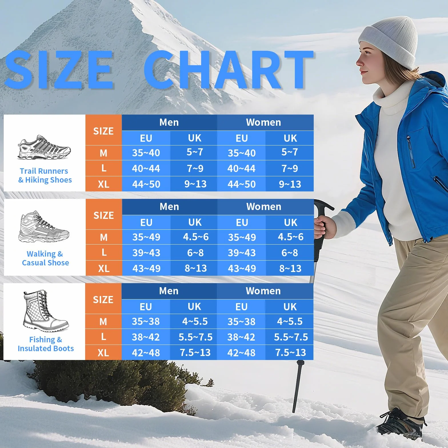 Crampons pour Bottes de Randonnée Acier Inoxydable Antidérapant pour Chaussures Randonnée Alpinisme