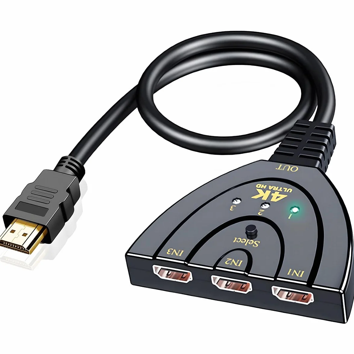 HDMI Switch 3 en 1 sortie, 4K à 30Hz HDMI Splitter, 3 ports HDMI Hub prend en charge Full HD 4K 1080P 3D Player Compatible avec Roku Fire TV Stick HDTV PS4/PS5 Xbox One Chromecast, compatible avec Mac