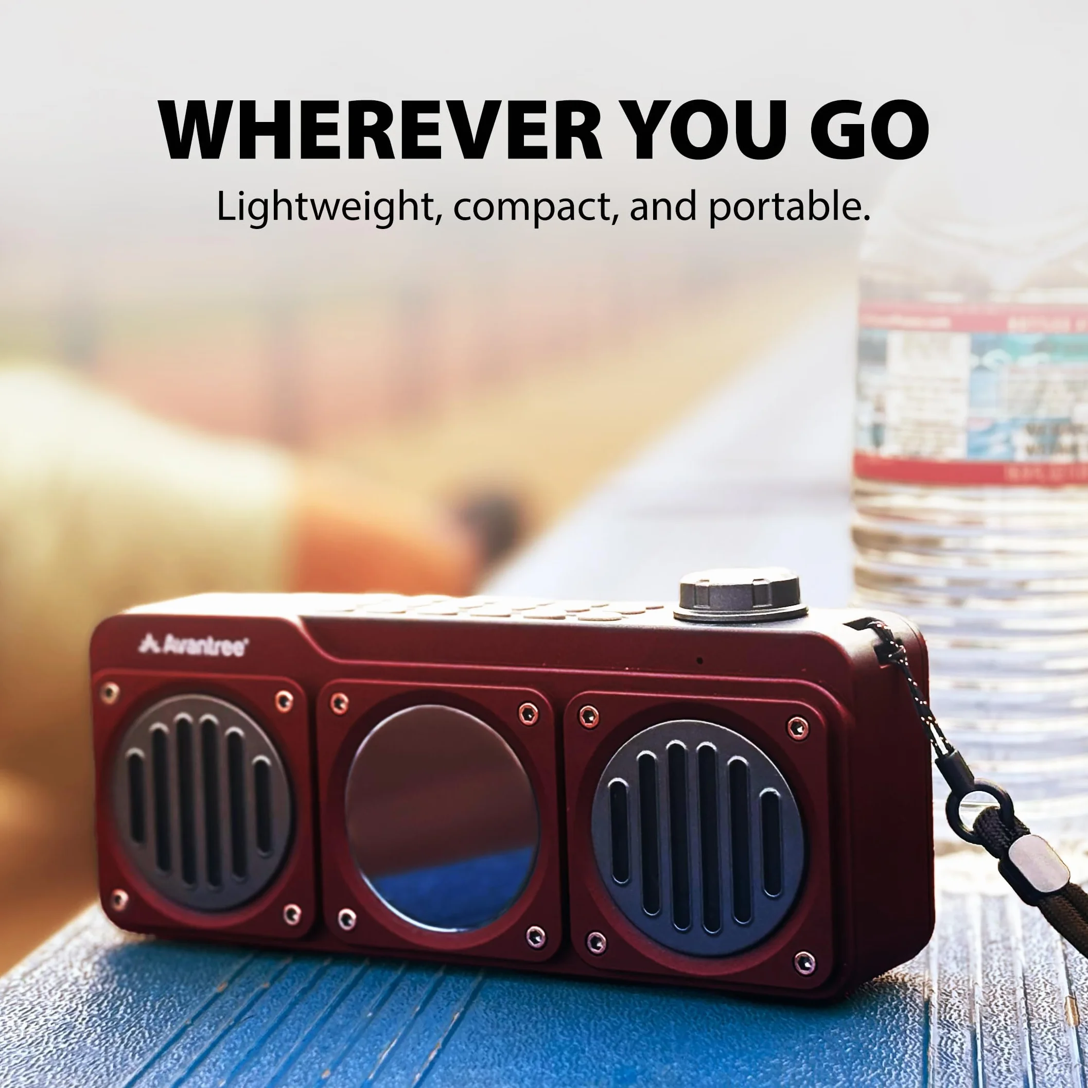 Avantree Boombyte Radio FM Portable Bluetooth Enceinte 14W Son Stéréo Rechargeable Lecteur MP3 Rouge