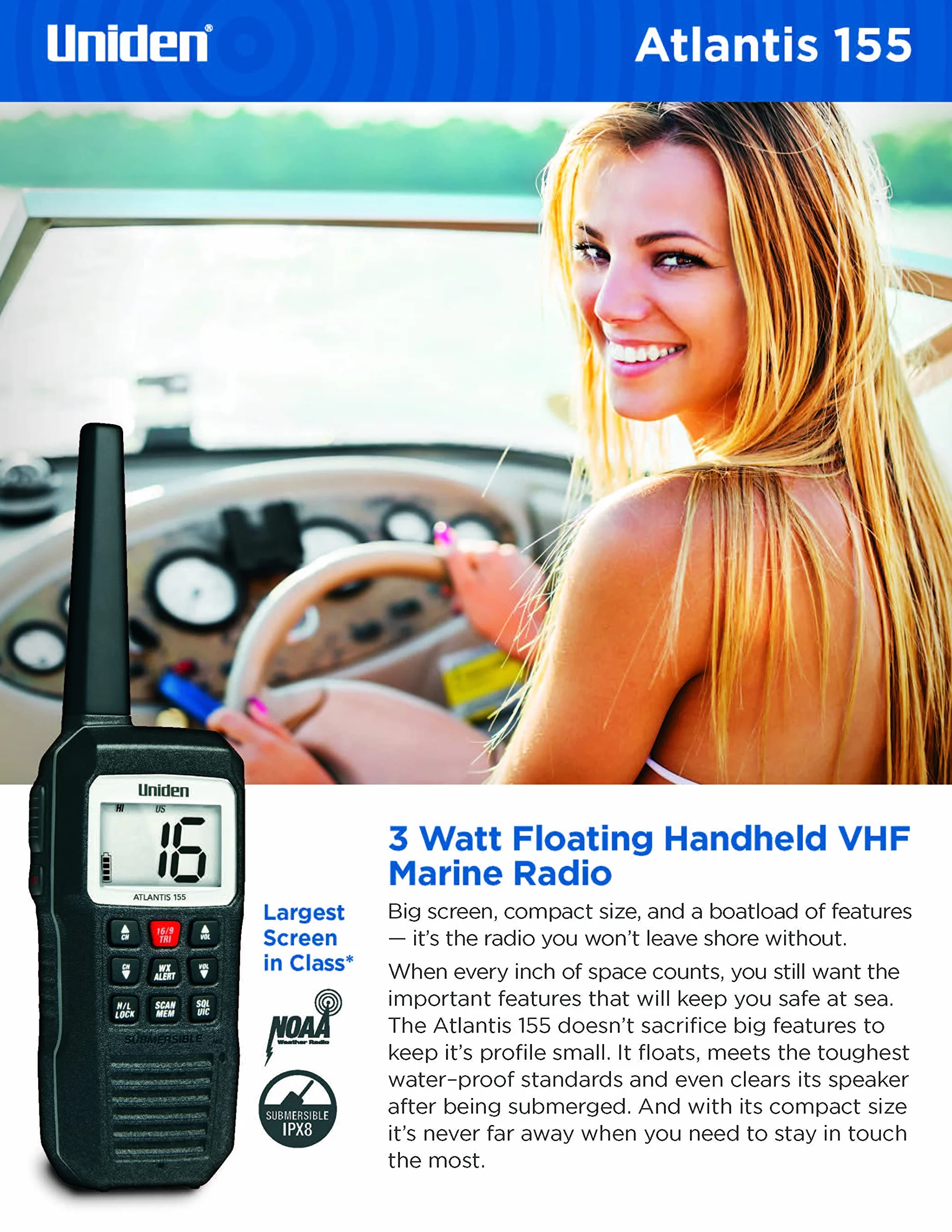 Uniden Atlantis 155 VHF-HH 3 Watt Floats