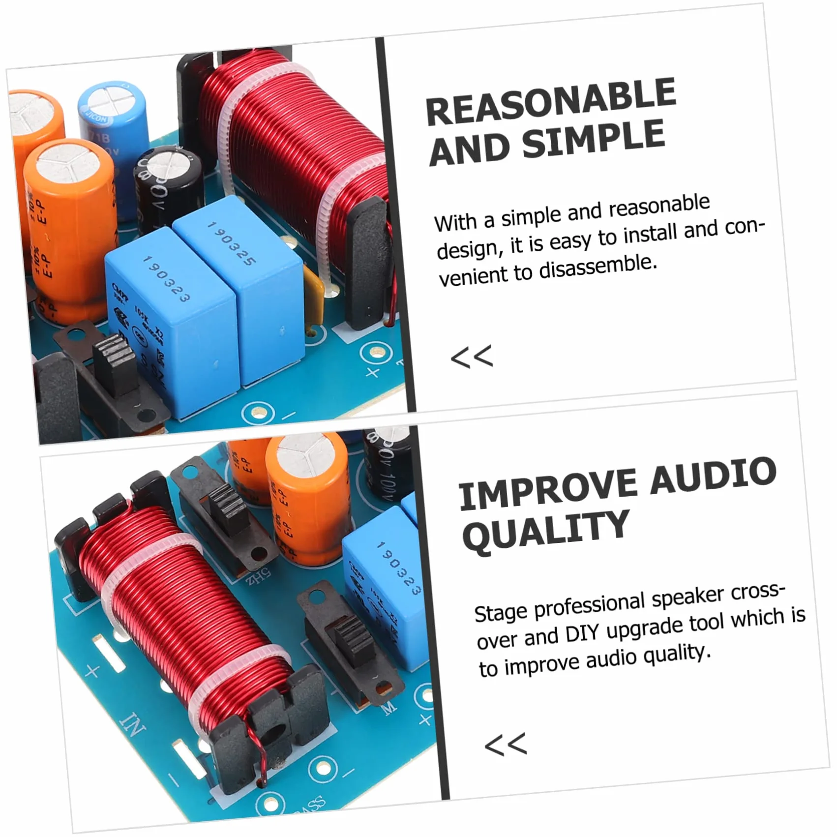 Diviseur de Bande Audio 3 Voies Professionnel pour Haut-Parleur Voiture et Golf Cart, 150w, Cuivre et Composants Électroniques, Protection des Aigus Facile à Installer