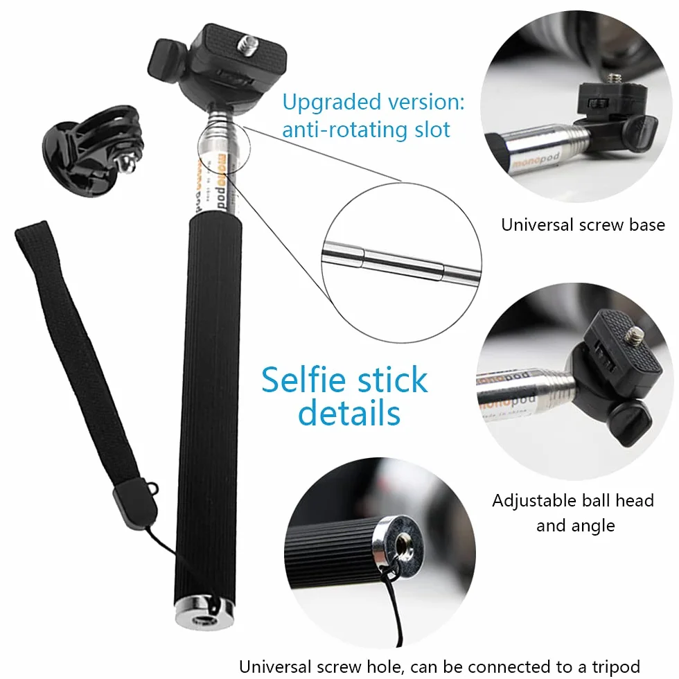 Tekcam Perche à selfie et poignée flottante monopode pour appareil photo étanche AKASO EK7000 APEMAN Campark ODRVM EKEN Victure SJCAM SJ7000