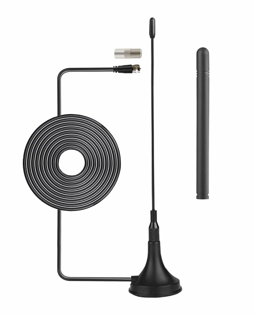 Vecys Mini DVB-T Antenne Intérieur 2 dBi avec Base Magnétique Antenne TV Intérieure Amplifiée 50 Miles RG174 Câble Coaxial de 3m/9.84ft pour Appareils DVD DVB-T