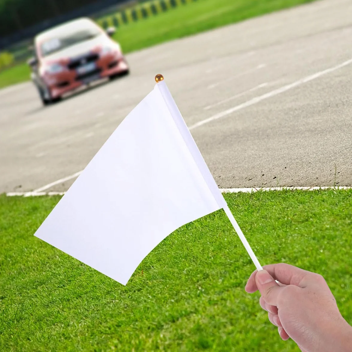 Veemoon Drapeaux d'Arbitre Blancs 20x30 cm Mât PP 40 cm Lot de 20