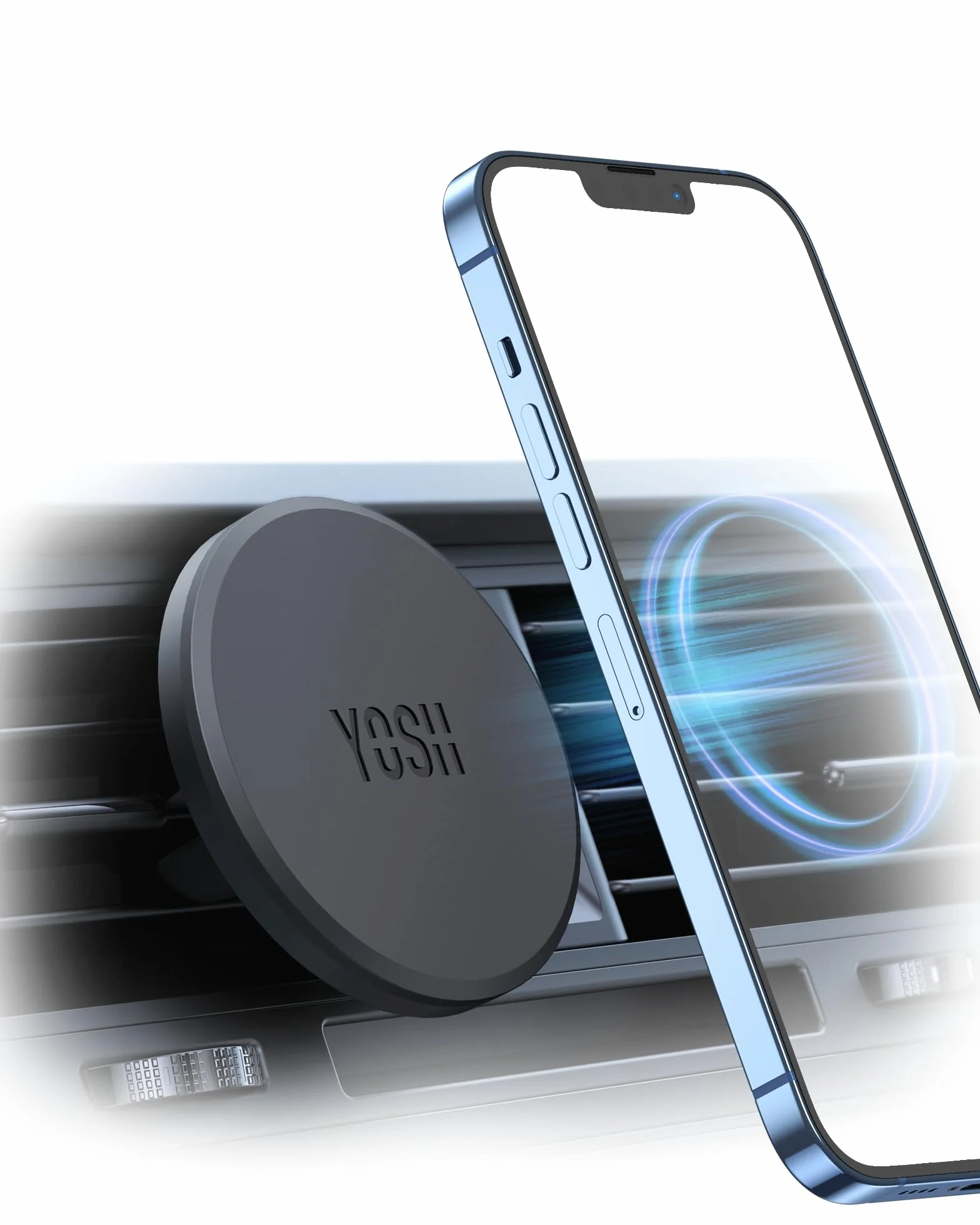 YOSH Support Téléphone Voiture pour MagSafe, Magnétique Porte Téléphone Voiture, Forte Adhérence Compatible avec iPhone 17/16/15/14/13/12 Series et Accessoires pour MagSafe