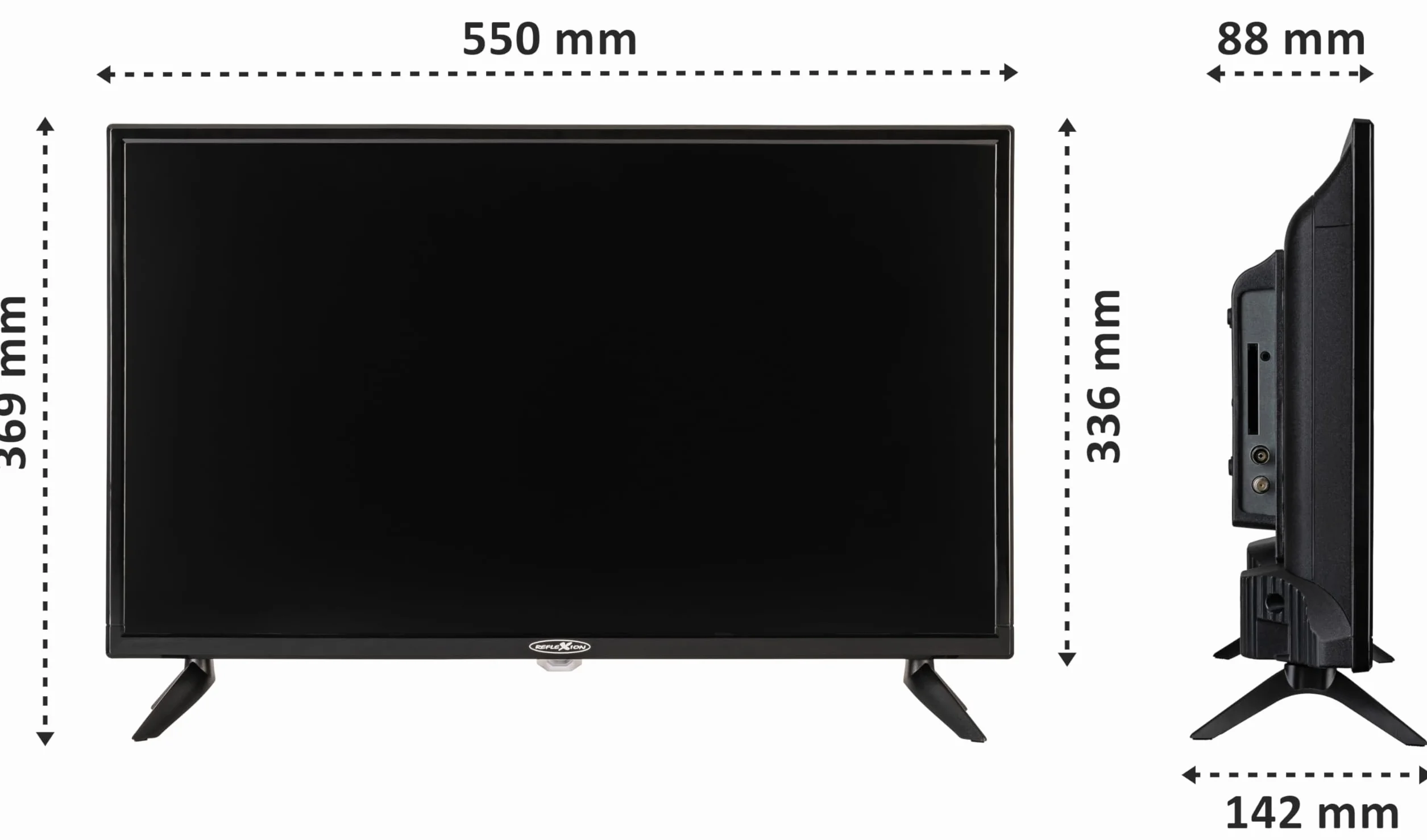 Reflexion LED2425 Téléviseur LED 60 cm pour Caravane/Camping-Car/Caravane/Bateau/Camion 12/230 V Full HD Triple Tuner avec DVB-T2HD, DVB-S2, DVB-C, Fente CI + Fonction d'enregistrement (PVR)