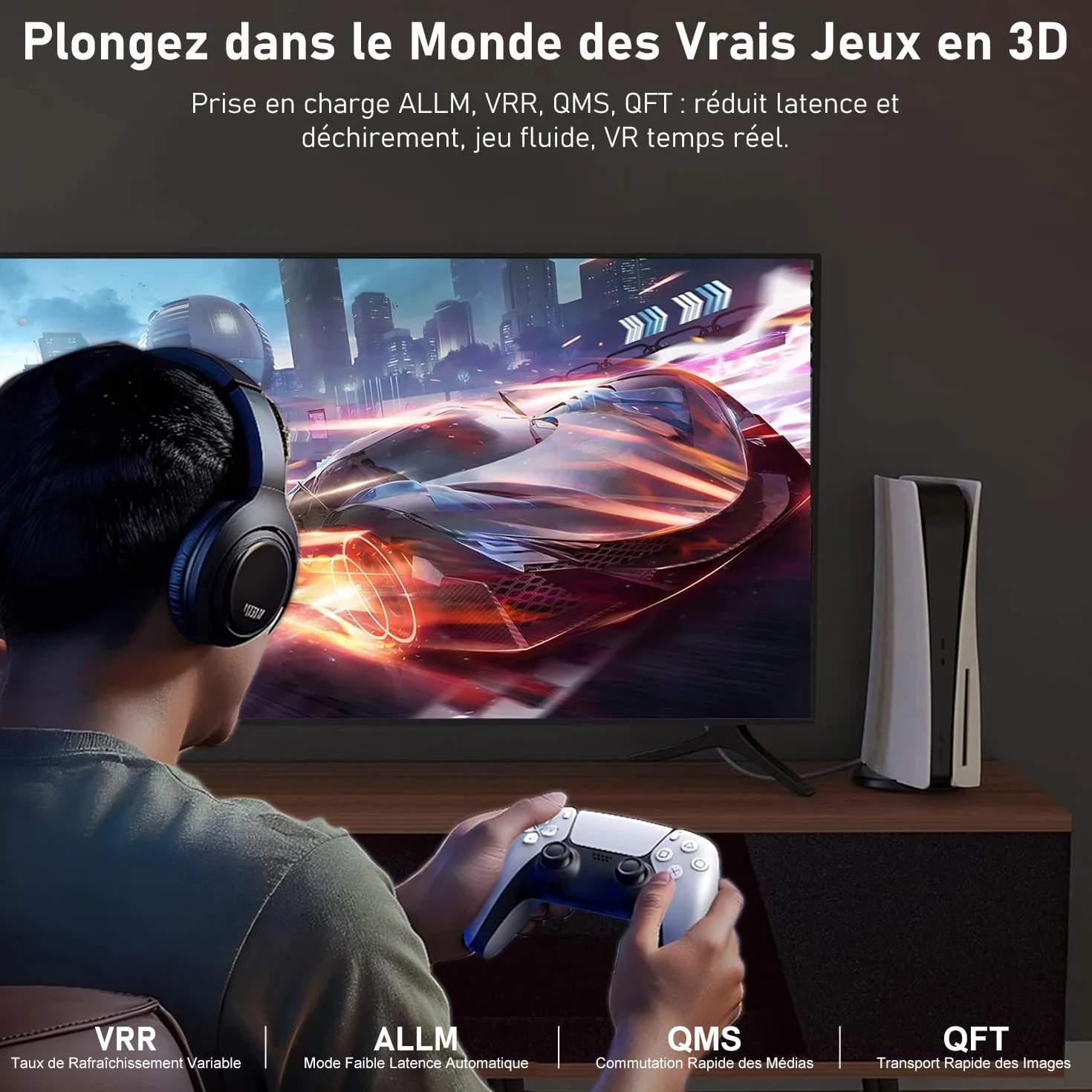 Câble HDMI 2.2 2m – 96Gbps Ultra Rapide Cable HDMI– Supporte 16K 60Hz, 8K 240Hz, 4K 480Hz – eARC, Dolby Vision & Atmos – Idéal pour PS5, Blu-ray, Projecteur, 4K/8K TV