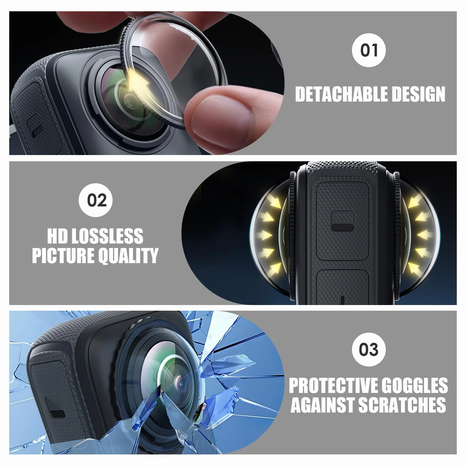 Insta360 X4 Protecteurs de Lentille Panoramique Verre Trempé Ultra-Clair Housse de Protection