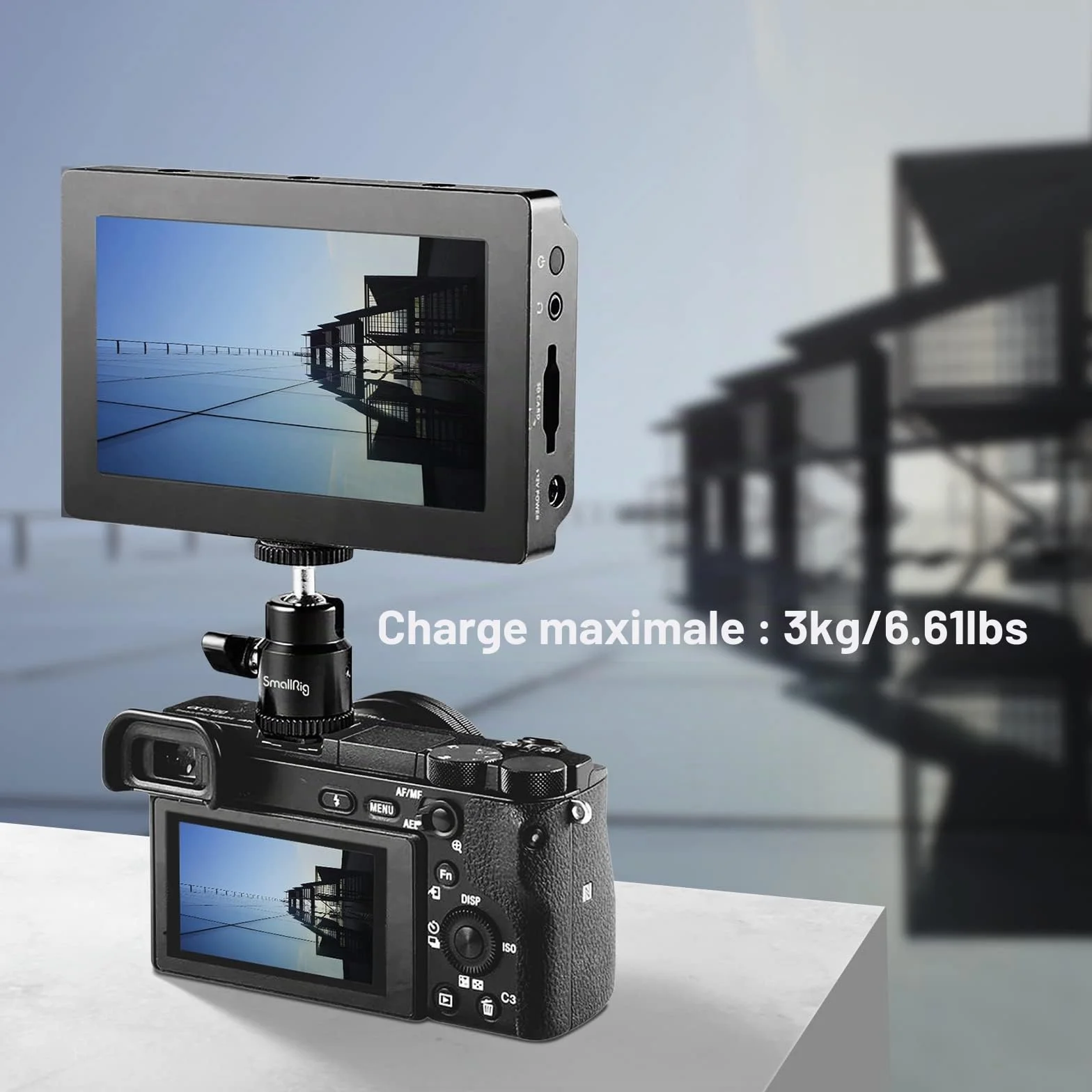 SMALLRIG Hot Shoe Mount Adaptateur Ball Head Mount Rotule Mini Moniteur Support avec Cold Shoe 761