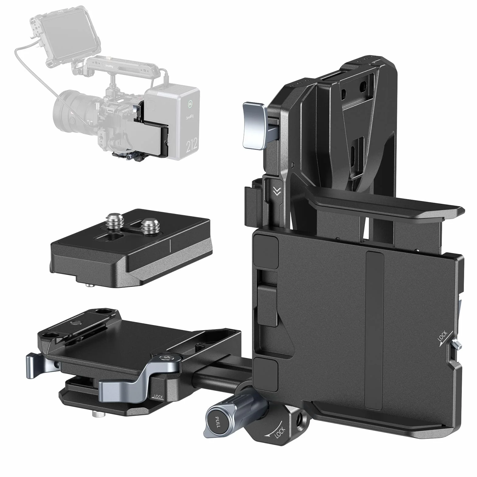 SMALLRIG V Mount Pro Kit de Plaque de Batterie Pliable, avec Plaque QR pour Arca, Support de Protection d'Ecran LCD et Clips de Câble, Support Vidéo Compact Tout-en-Un pour V Mount Batterie - 5315