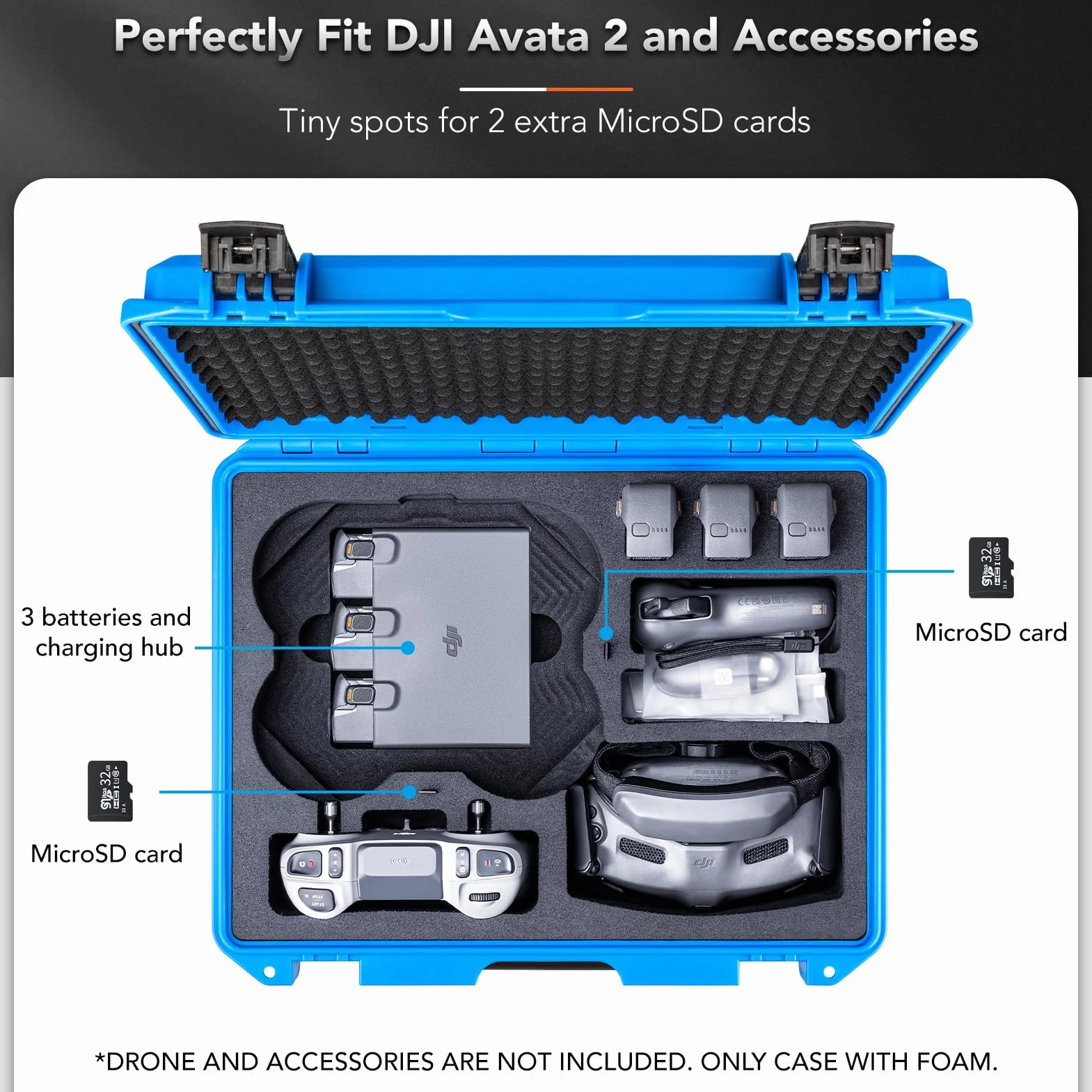 Lykus Titan AT200 Mallette Valise Sac Case pour DJI Avata 2,Goggles 3,RC Motion 3 et FPV télécommande 3, Prend en Charge jusqu'à 7 Batteries [Valise Uniquement]