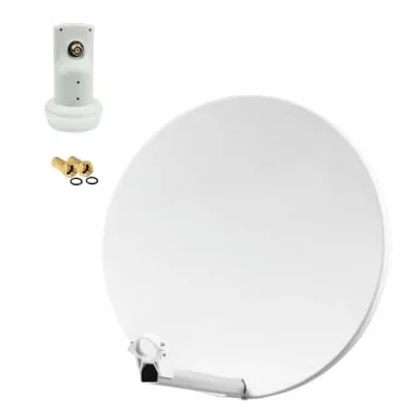 Pack HDSAT Parabole Satellite Fibre Composite Blanche 60cm Brides INOX + LNB Single HD 4K