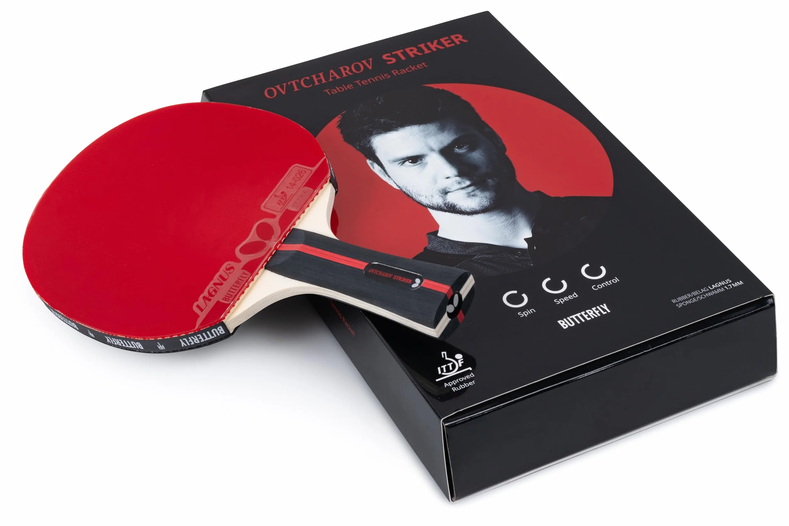 Butterfly Série Ovtcharov Raquette de Tennis de Table Professionnelle ITTF Revêtement Adhérent