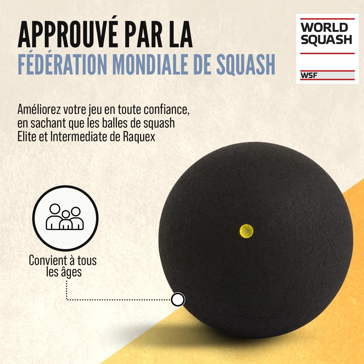 Raquex Balles de Squash Progression 4 Vitesses - Point Rouge, Bleu, Jaune, Double Jaune