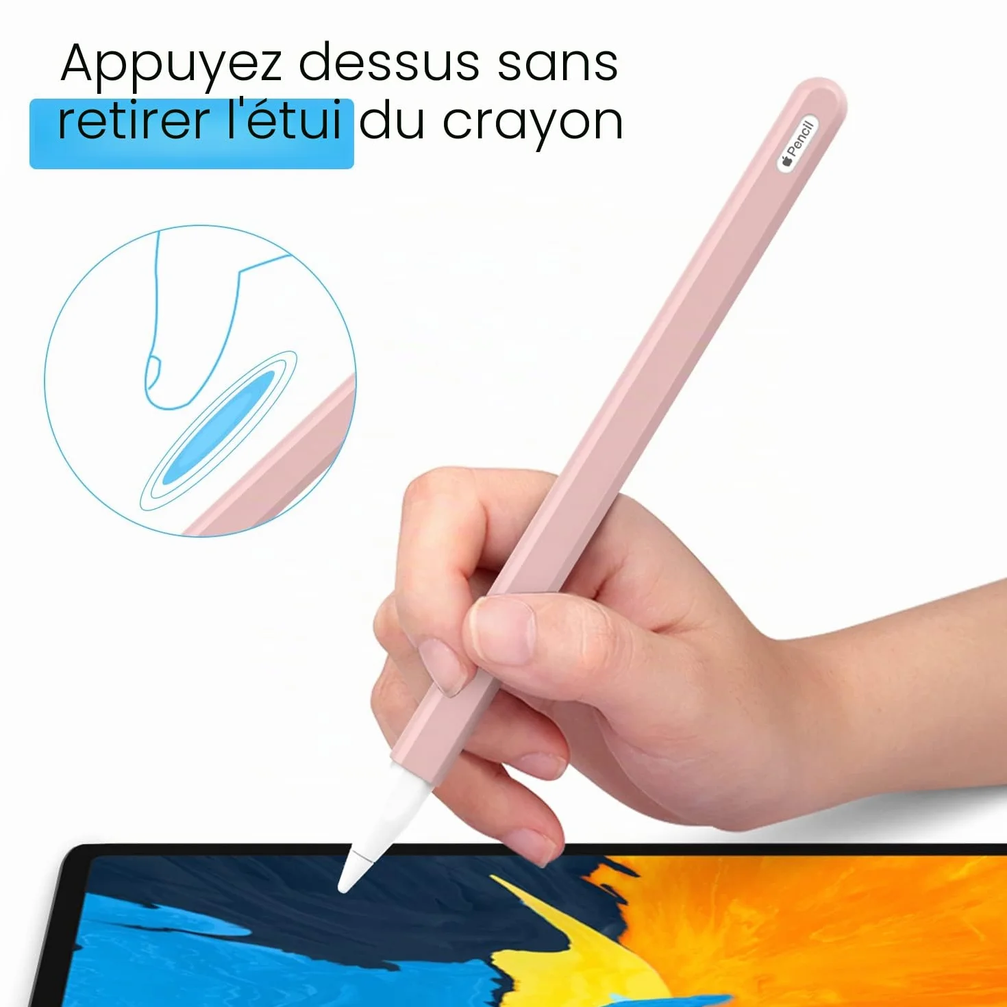 Moko Coque Compatible avec iPad iPencil 2e Génération, Étui Housse de Protection pour Stylet en Silicone, Cover de Stylet avec Pointes de Rechange et Clip Intégré - Rose Clair