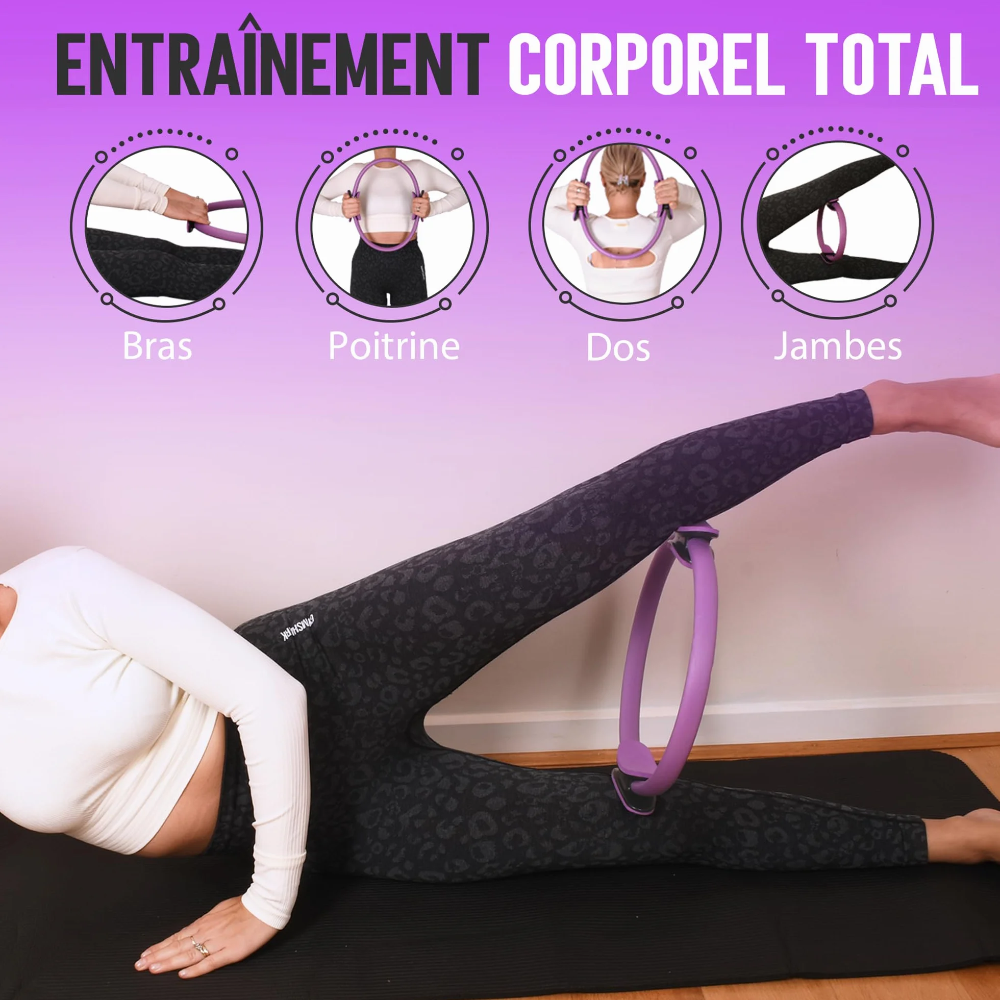 Anneau Pilates Cercle Accessoire Yoga Bande Résistance Fitness Sport Musculation Santé