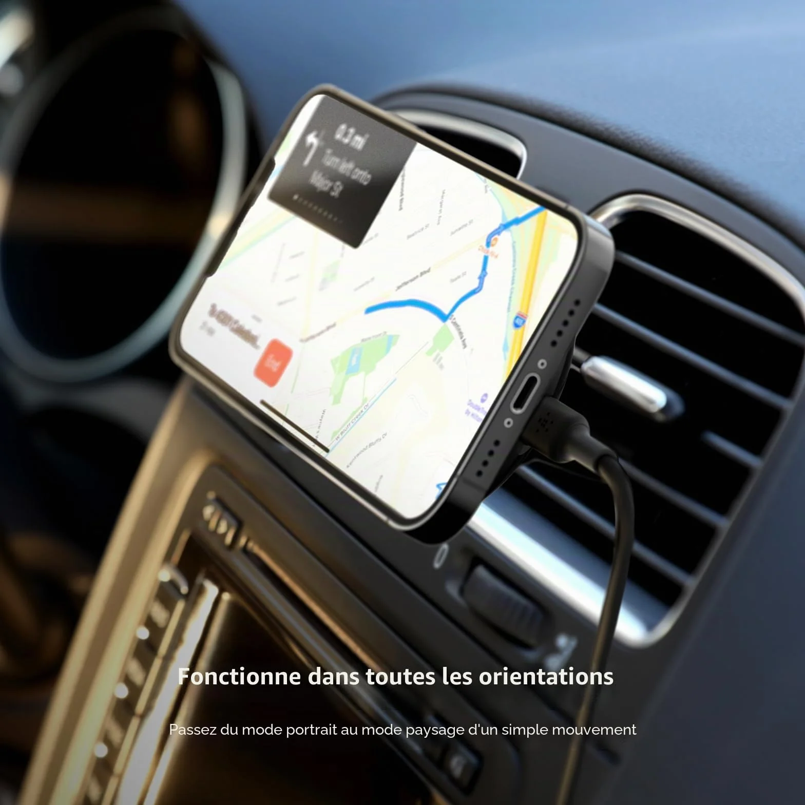 Belkin BoostCharge Chargeur de voiture Magnétique sans fil, Support Telephone Voiture Magnetique, Compatible MagSafe, pour l’iPhone 17, 16, 15, 14, 13, 12 Pro, Max, Plus, mini (câble inclus)