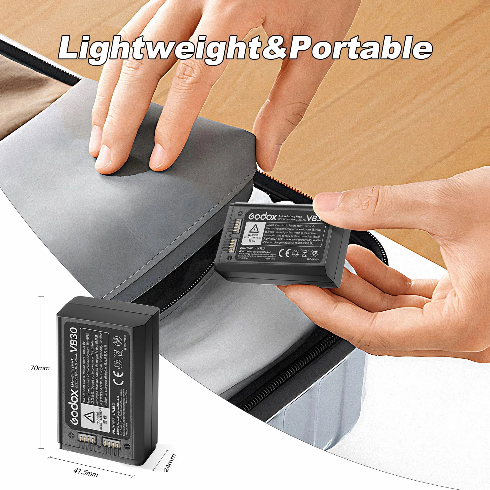 Godox VB30 Batterie Battery 7,2V/2980mAh pour Flash Rond Godox V1PRO C,V1PRO N,V1PRO S,V1PRO F,V1PRO O,et Flash V1,V860III,V850III ((2024) VB30)